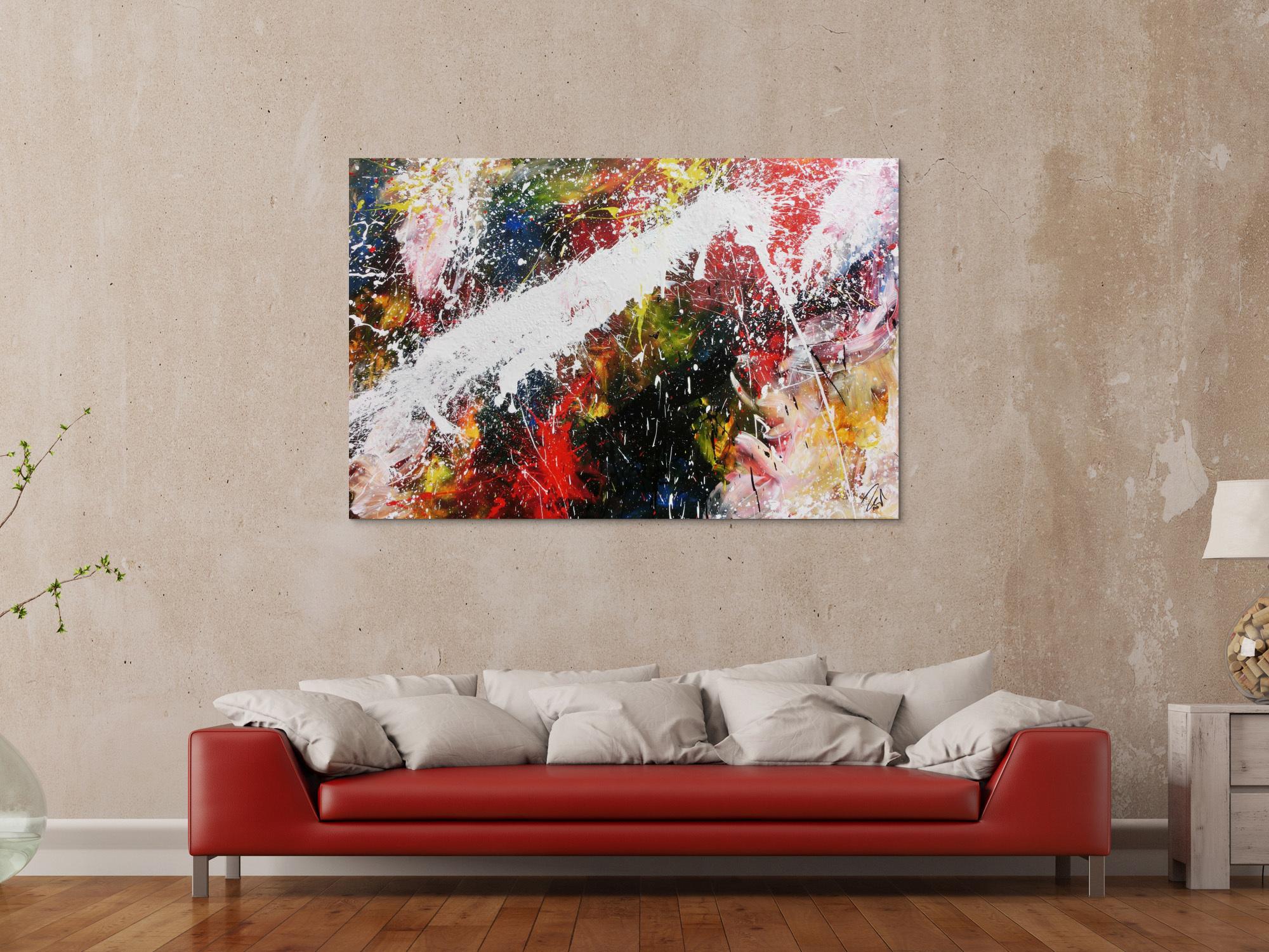Abstraktes Acrylbild bunt modern Splashstyle Action Painting