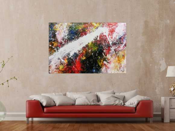 Abstraktes Acrylbild bunt modern Splashstyle Action Painting