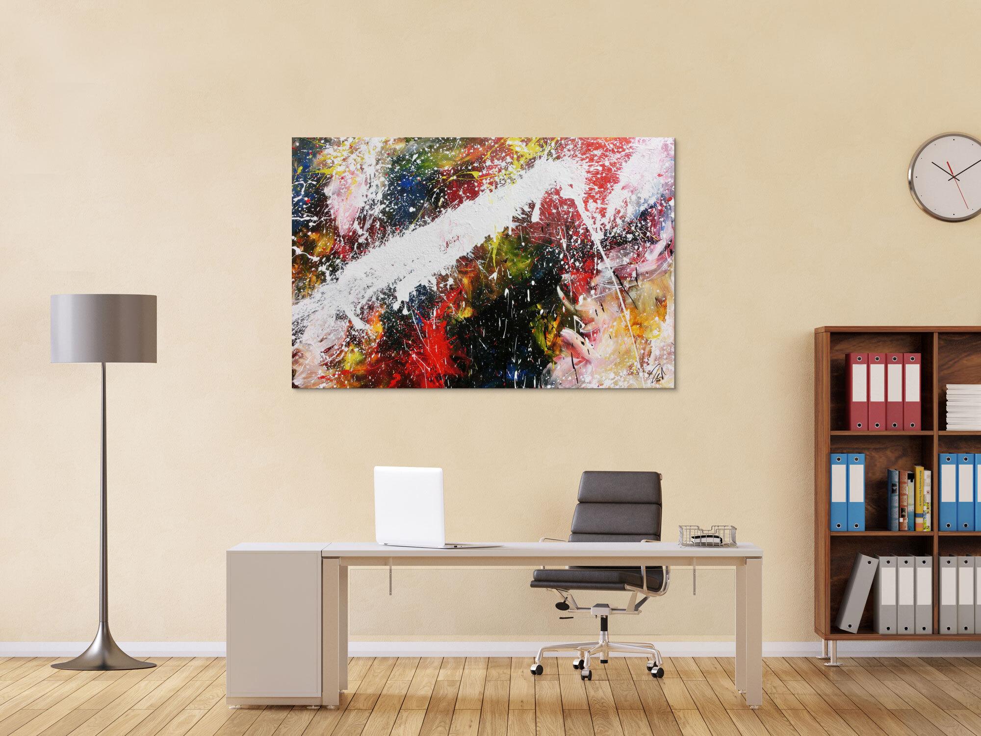 Abstraktes Acrylbild bunt modern Splashstyle Action Painting