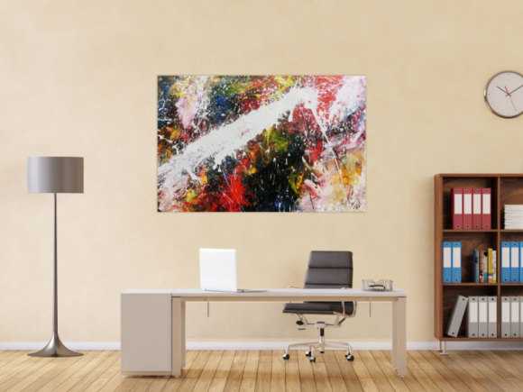 Abstraktes Acrylbild bunt modern Splashstyle Action Painting