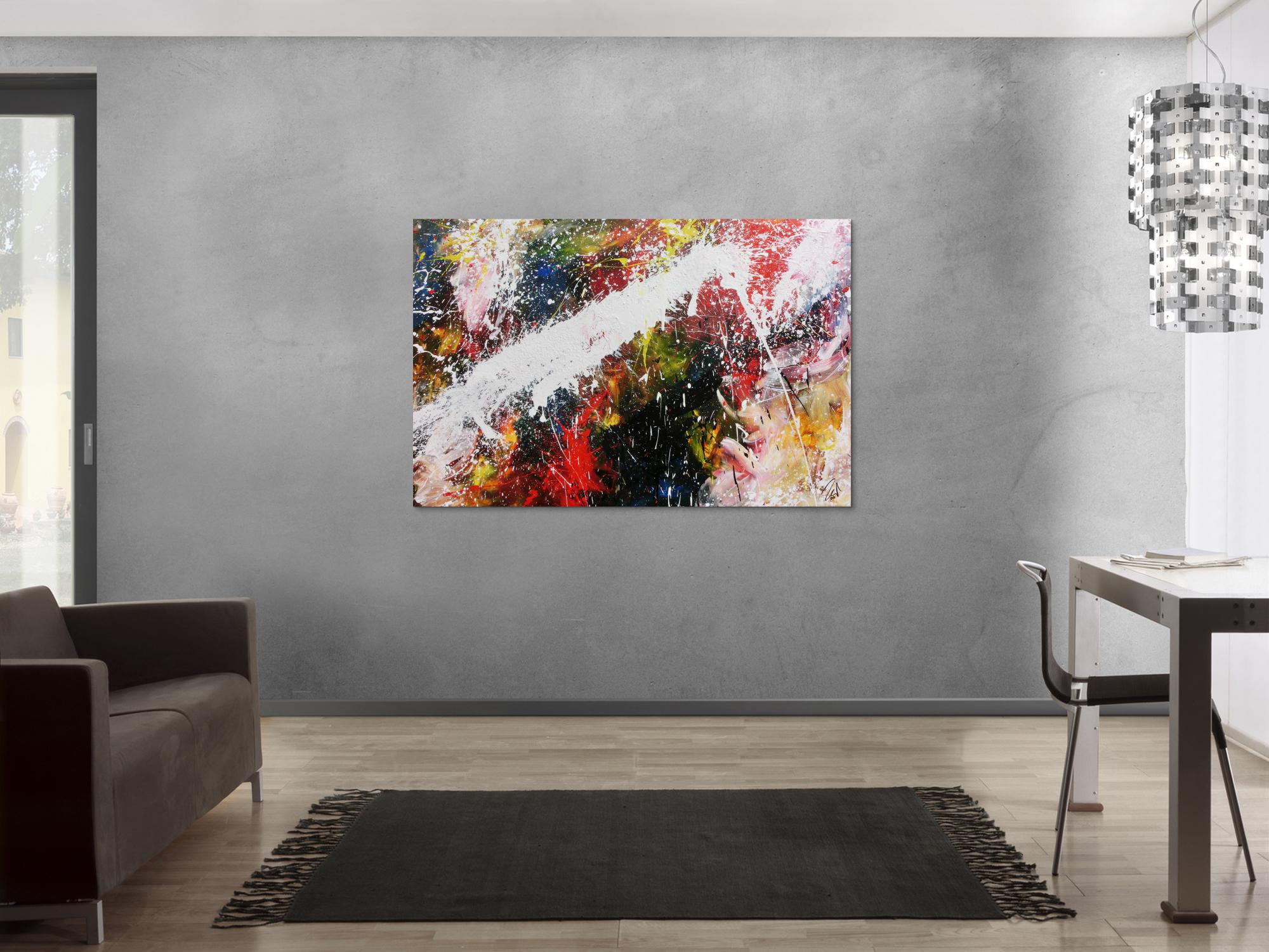 Abstraktes Acrylbild bunt modern Splashstyle Action Painting