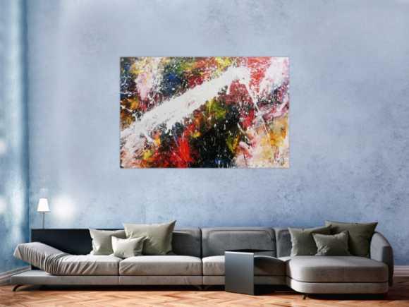 Abstraktes Acrylbild bunt modern Splashstyle Action Painting