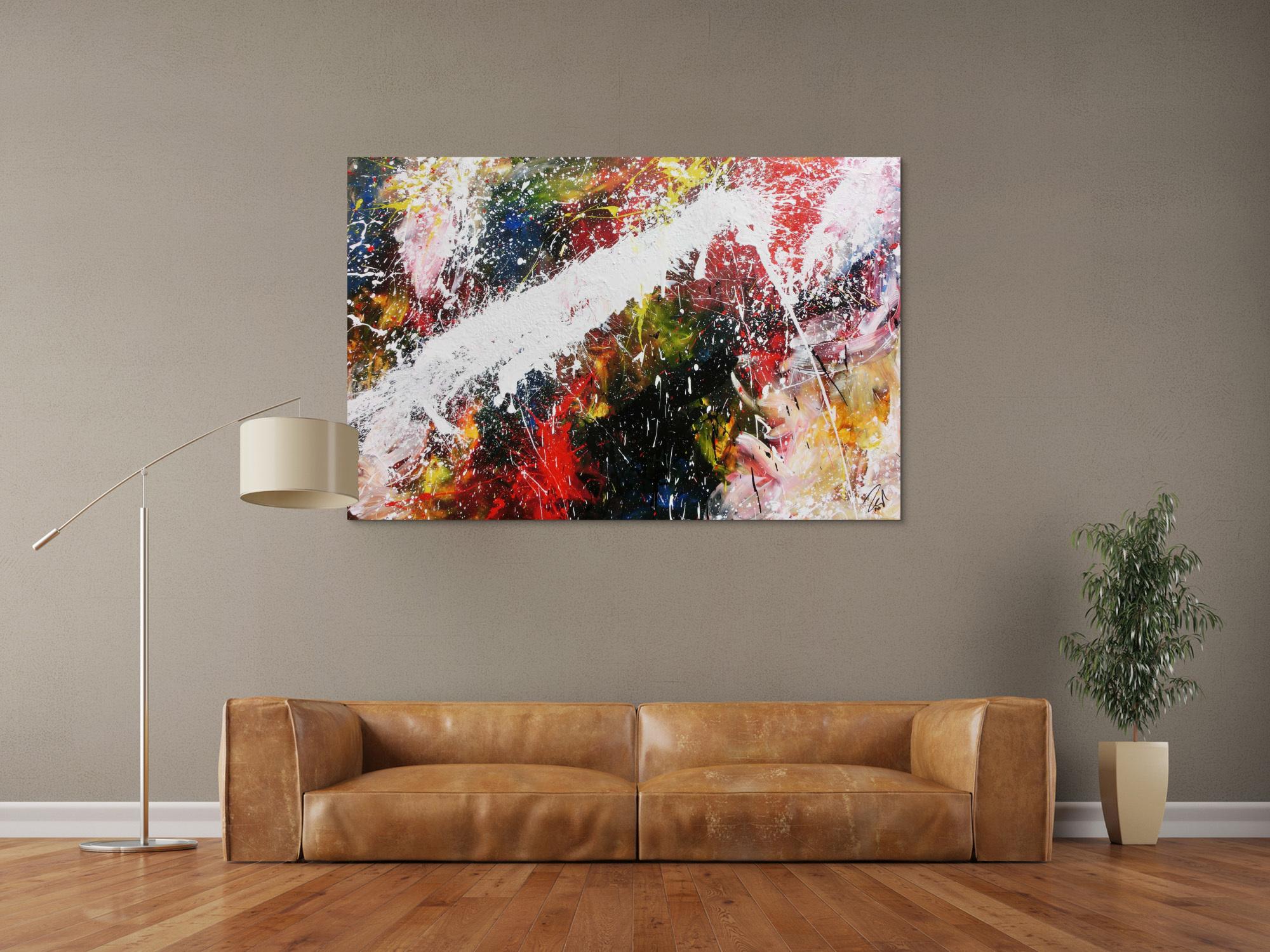 Abstraktes Acrylbild bunt modern Splashstyle Action Painting