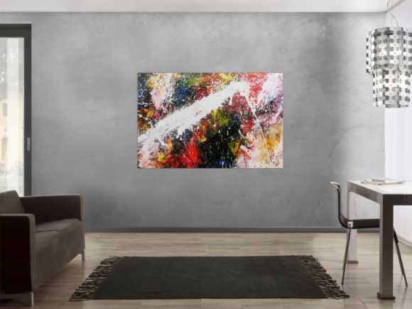 Abstraktes Acrylbild bunt modern Splashstyle Action Painting