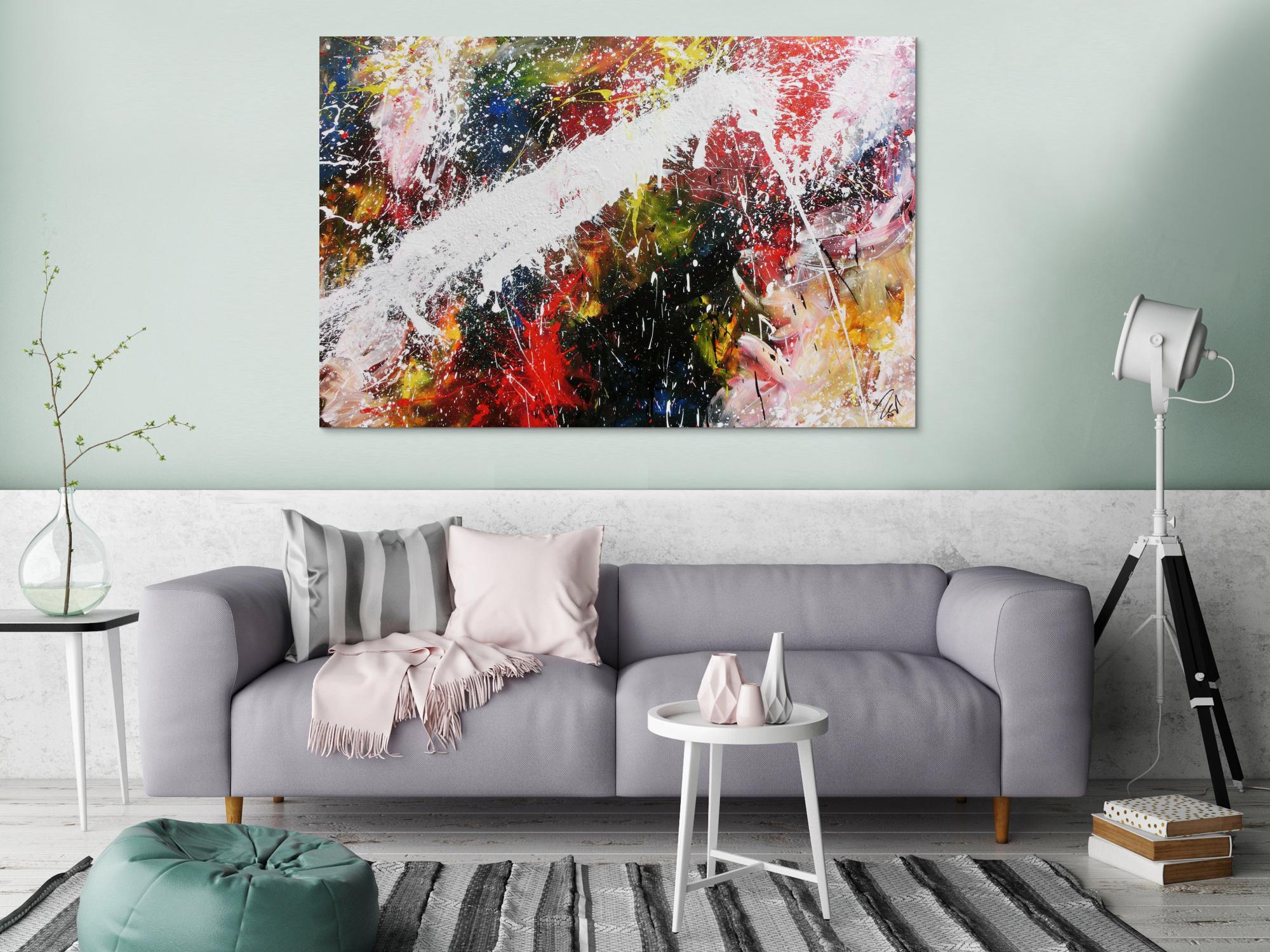 Abstraktes Acrylbild bunt modern Splashstyle Action Painting
