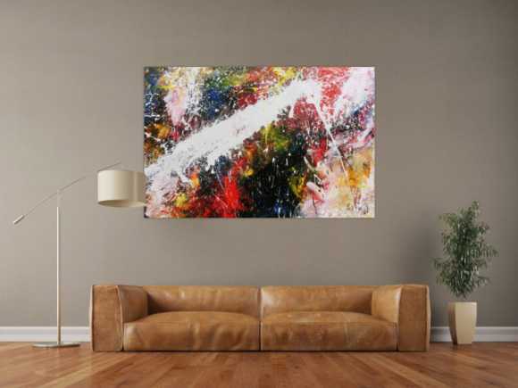 Abstraktes Acrylbild bunt modern Splashstyle Action Painting