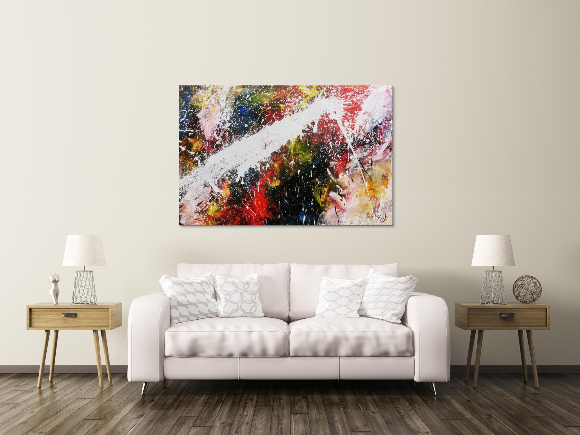 Abstraktes Acrylbild bunt modern Splashstyle Action Painting