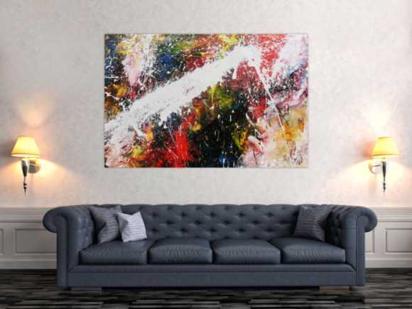 Abstraktes Acrylbild bunt modern Splashstyle Action Painting