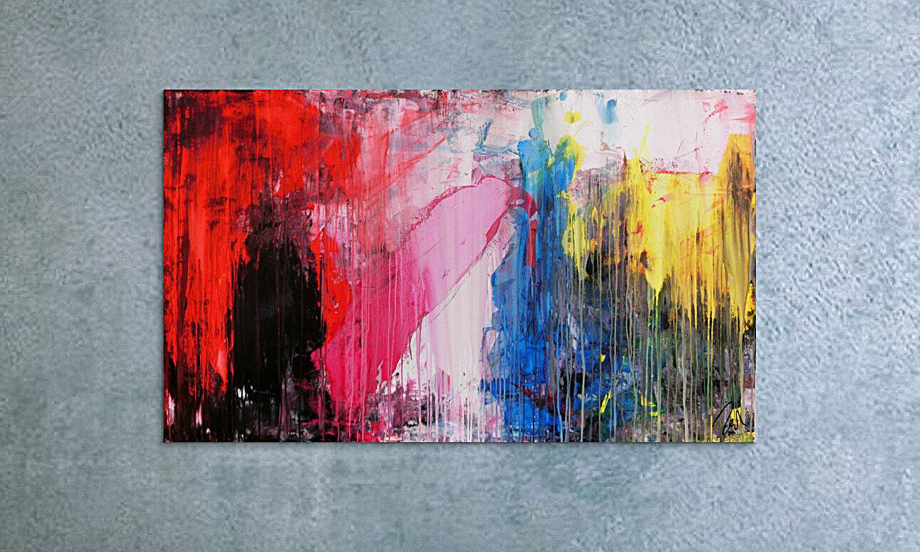 Abstraktes Kunstwerk in Rot und Orange