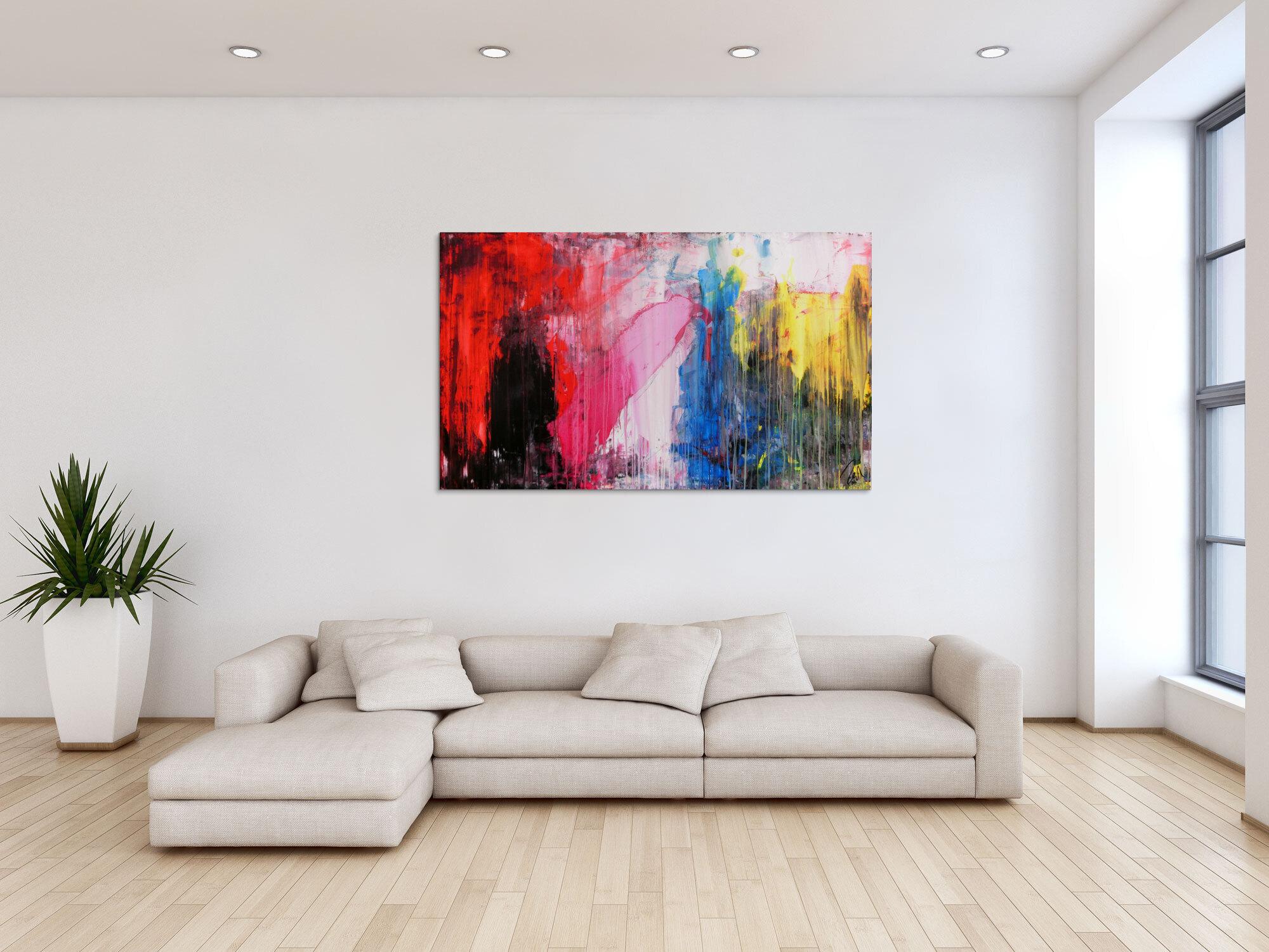 Abstraktes Acrylgemälde mit dunklen und hellen Farben modern drip patinting