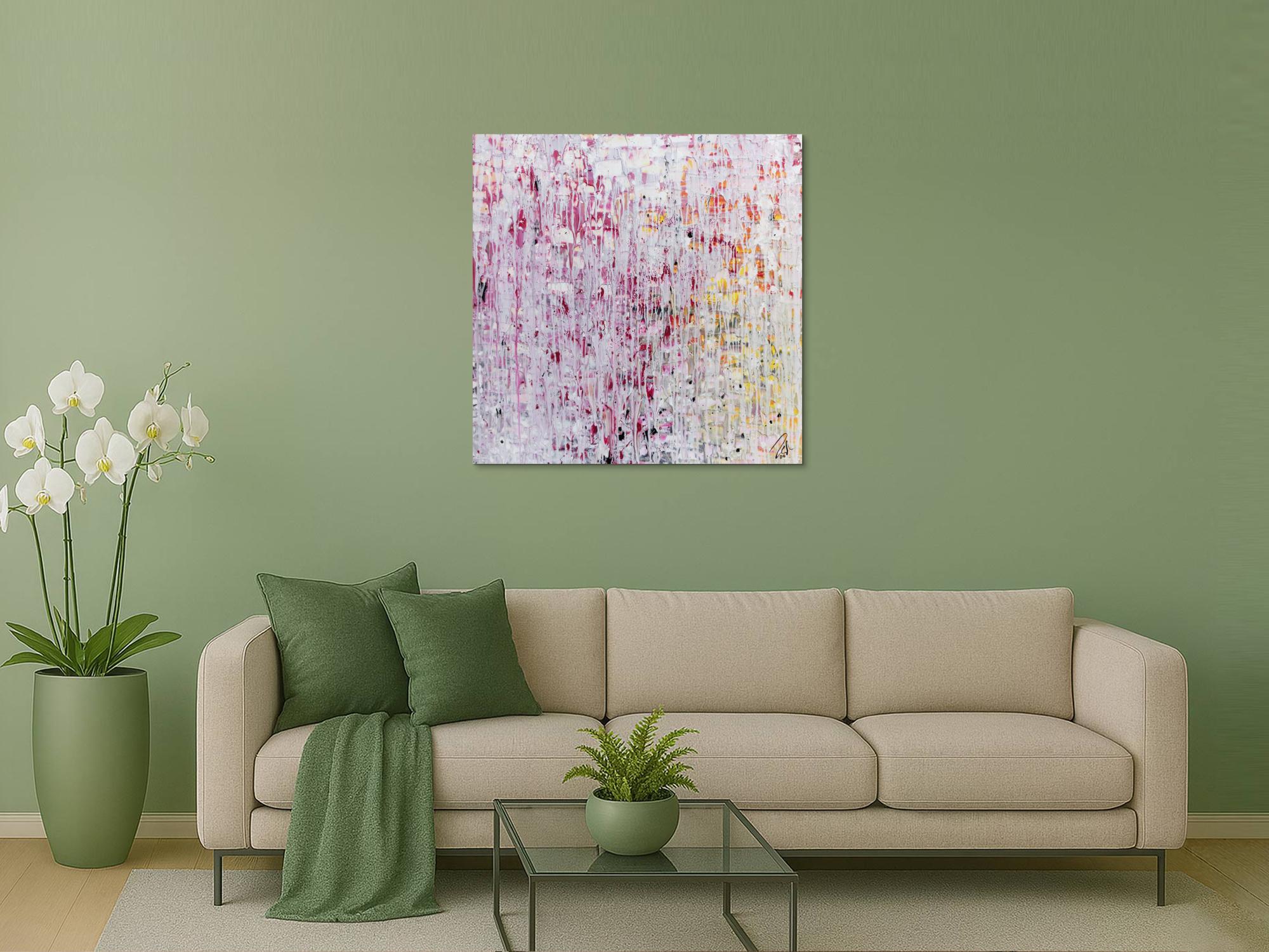 Helles abstraktes Acrylbild modernes Gemälde mit viel weiß