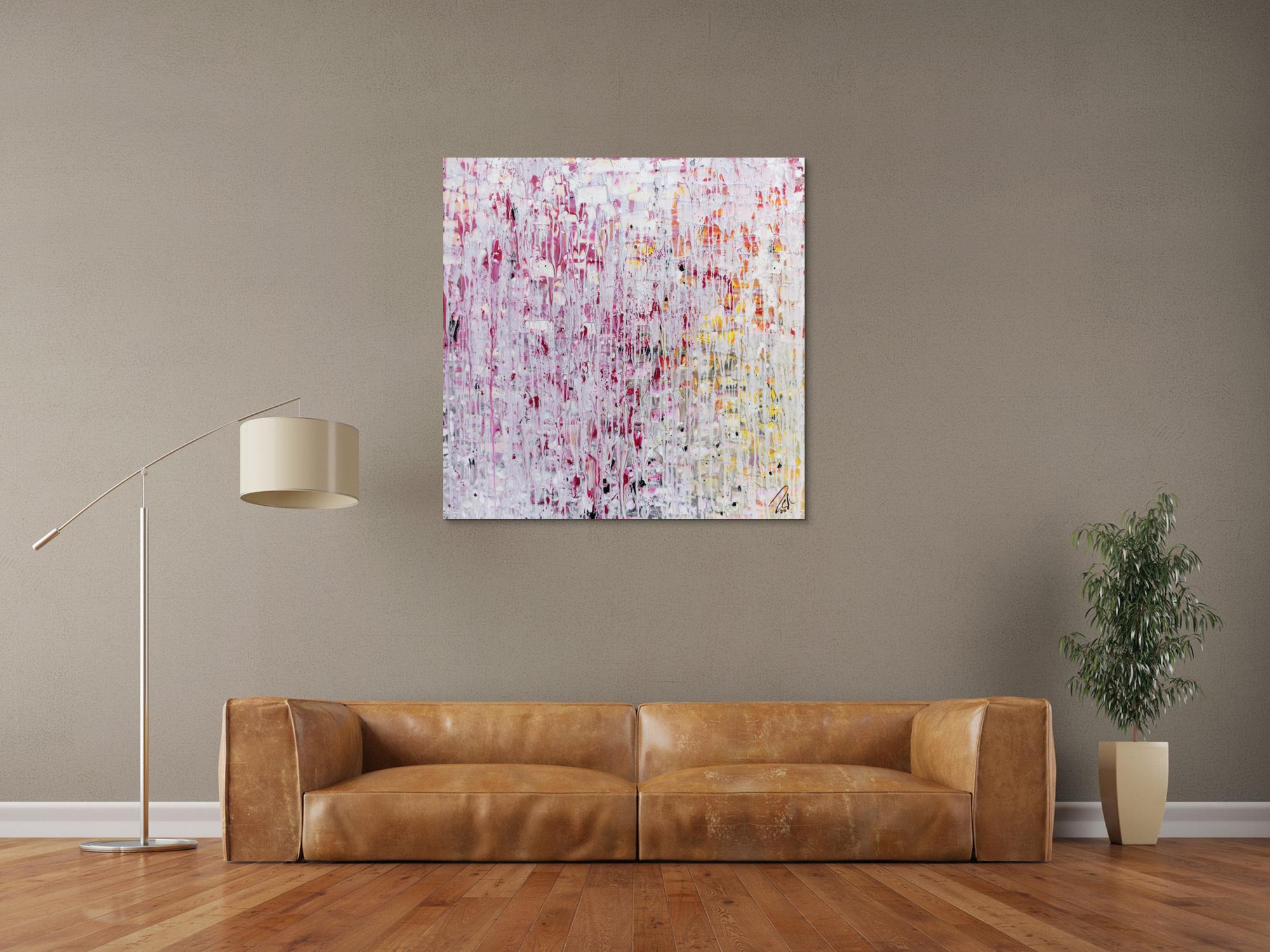 Helles abstraktes Acrylbild modernes Gemälde mit viel weiß