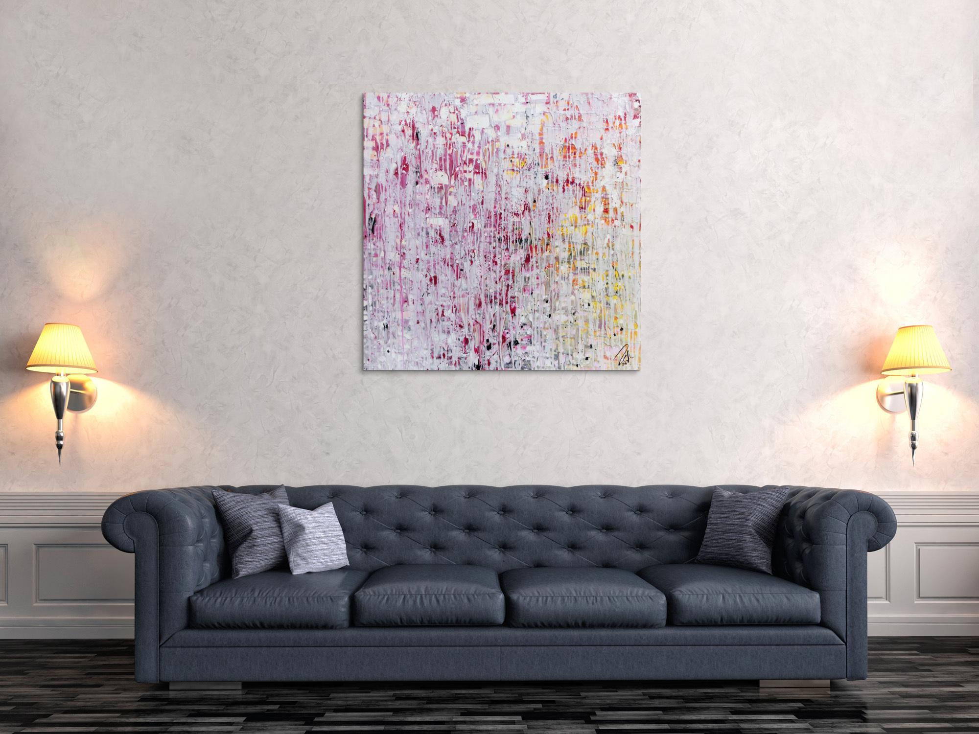 Helles abstraktes Acrylbild modernes Gemälde mit viel weiß