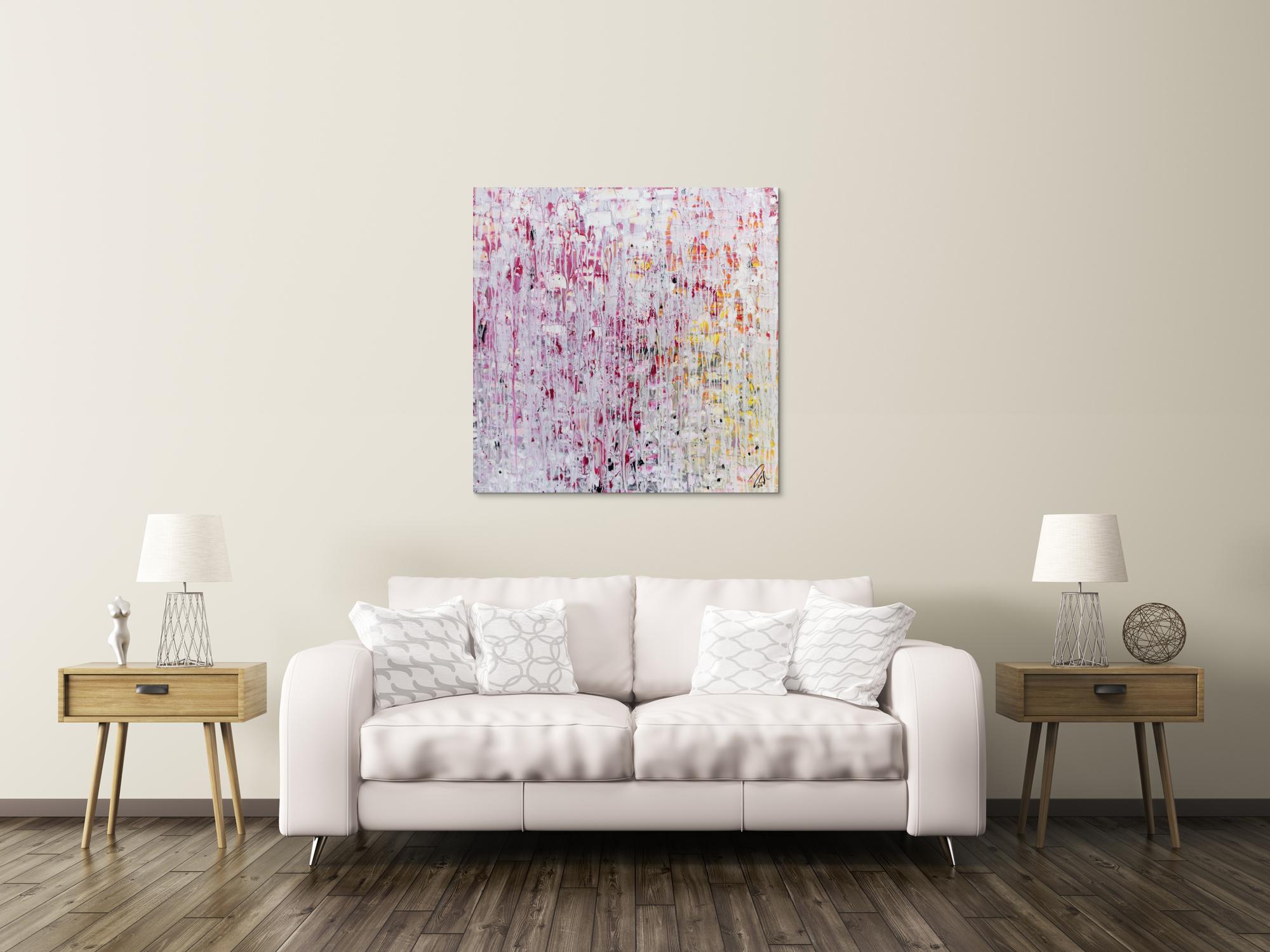 Helles abstraktes Acrylbild modernes Gemälde mit viel weiß