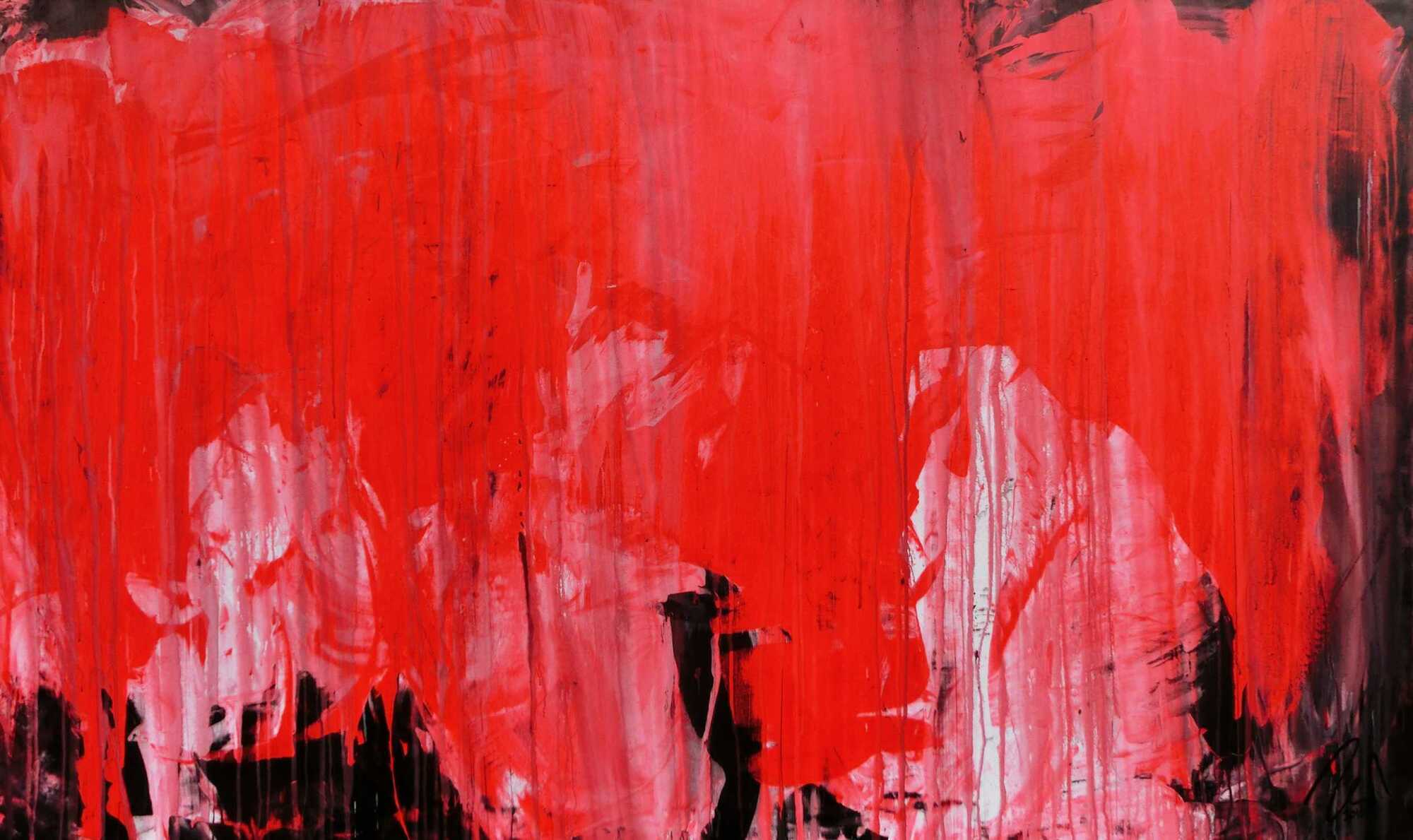 Modernes Gemälde abstrakte viel rot und schwarz zeitgenössisch schlicht