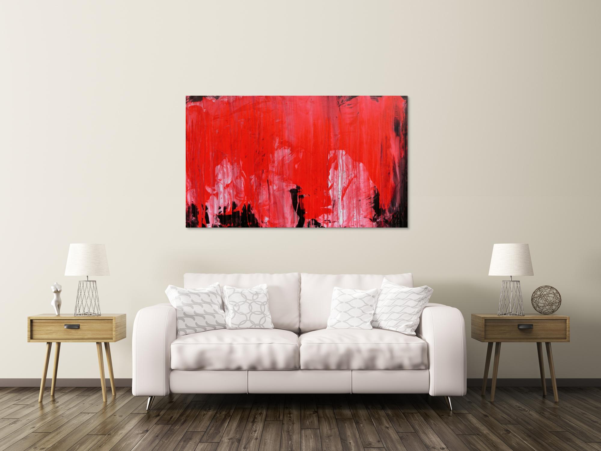 Modernes Gemälde abstrakte viel rot und schwarz zeitgenössisch schlicht