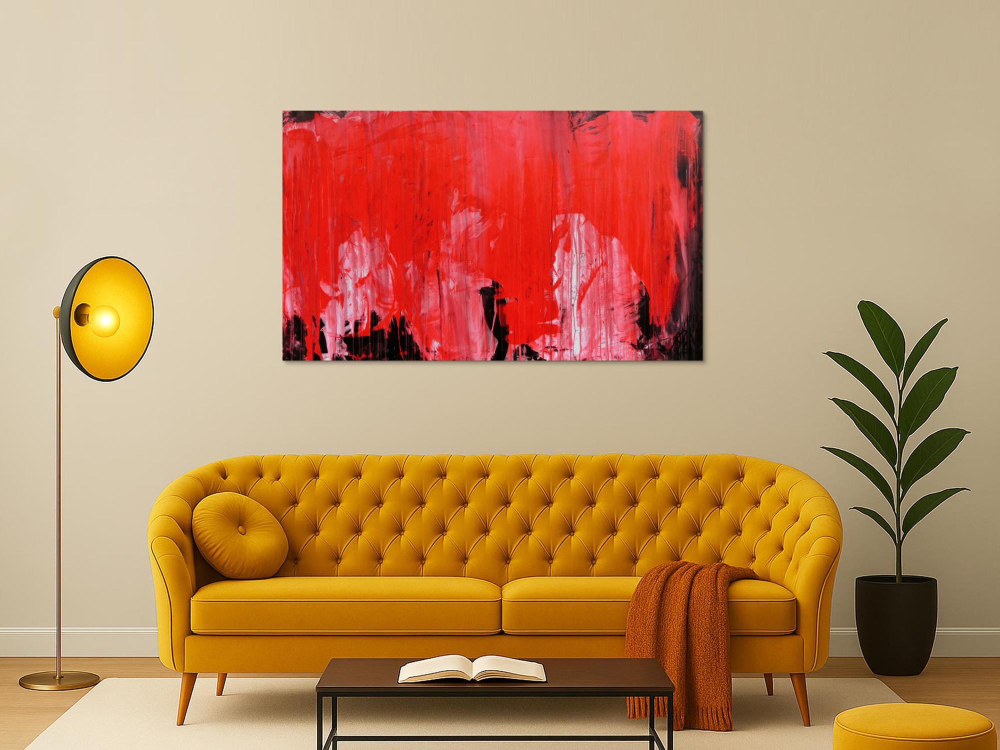 Modernes Gemälde abstrakte viel rot und schwarz zeitgenössisch schlicht