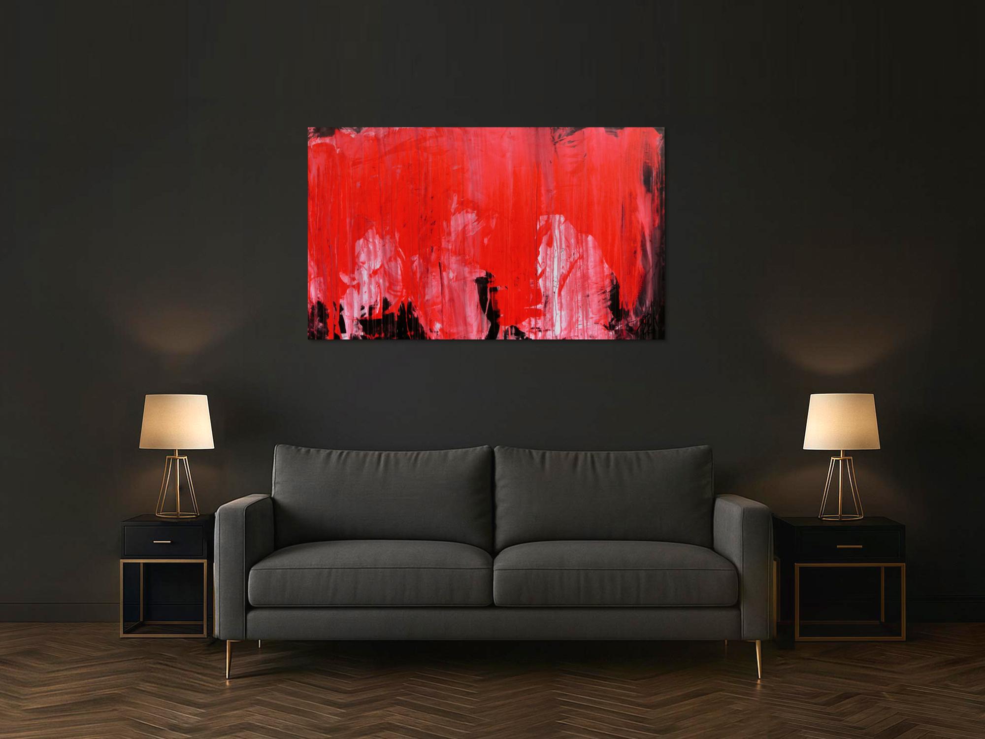 Modernes Gemälde abstrakte viel rot und schwarz zeitgenössisch schlicht