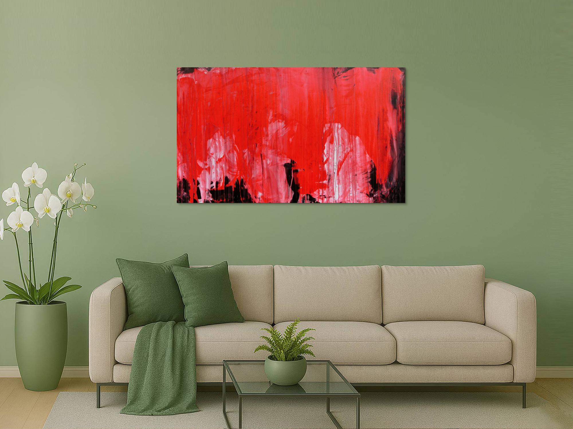 Modernes Gemälde abstrakte viel rot und schwarz zeitgenössisch schlicht