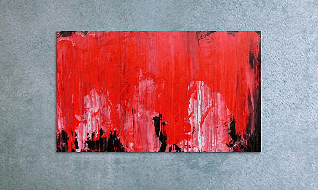 Abstraktes Kunstwerk in Rot und Orange