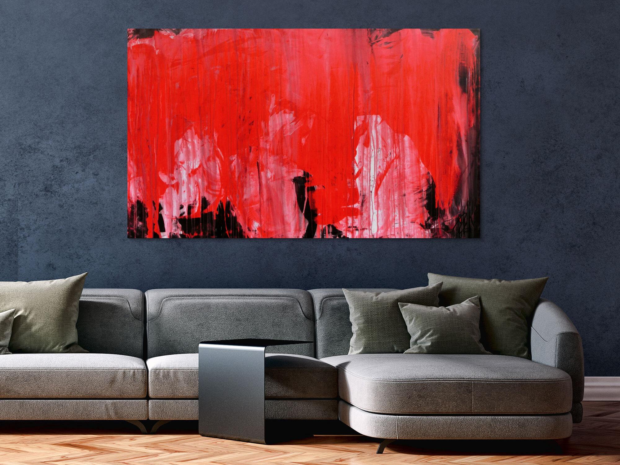 Modernes Gemälde abstrakte viel rot und schwarz zeitgenössisch schlicht