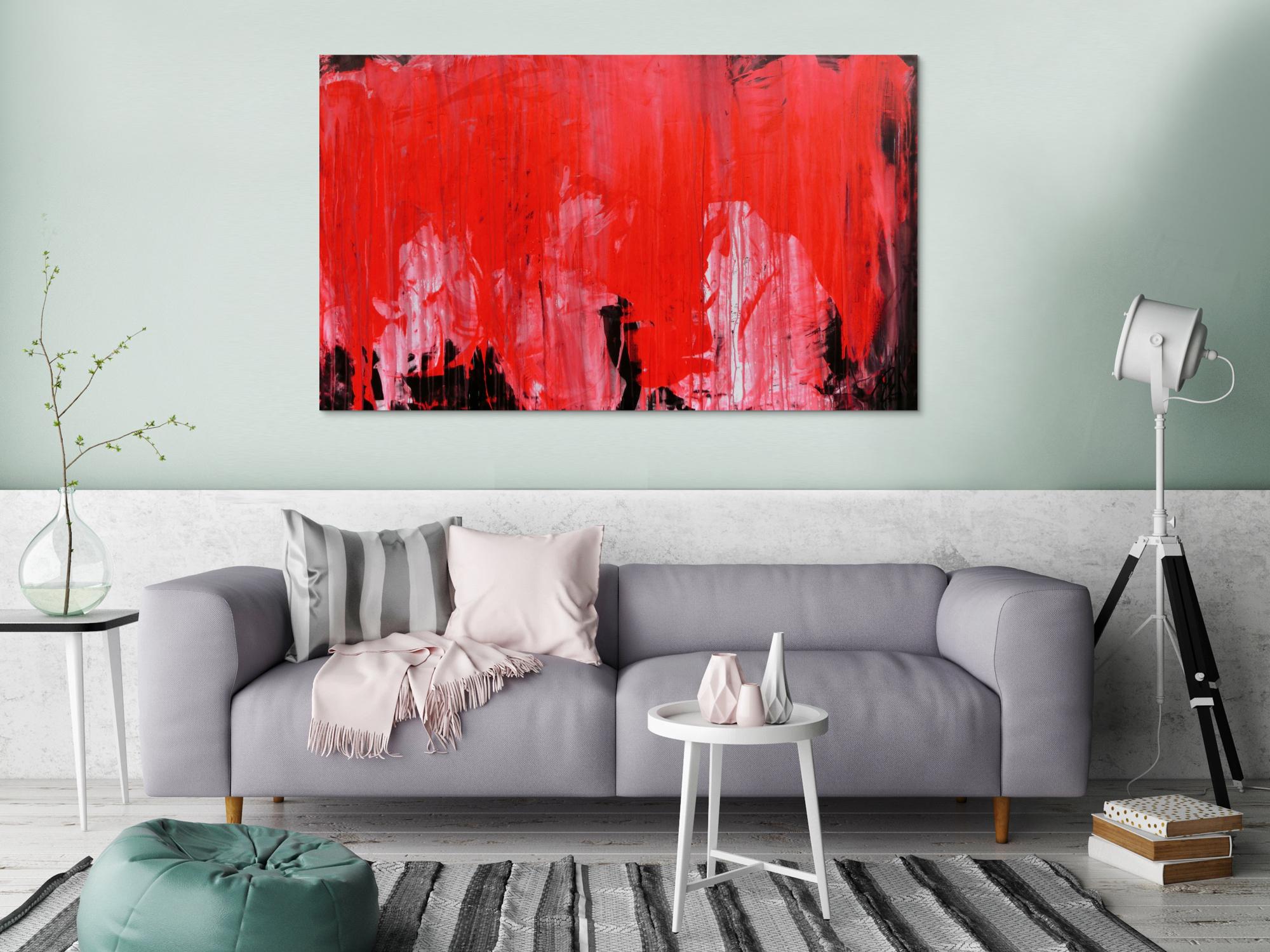 Modernes Gemälde abstrakte viel rot und schwarz zeitgenössisch schlicht