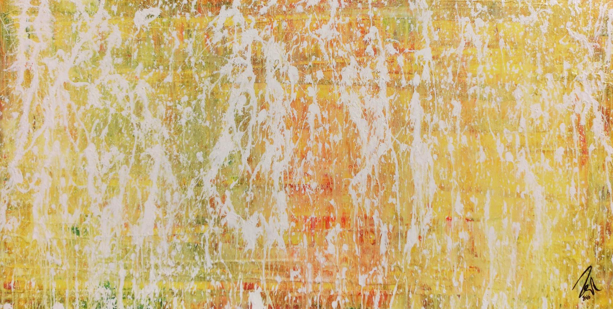 Modernes Gemälde abstrakt mit viel gelb und weiß