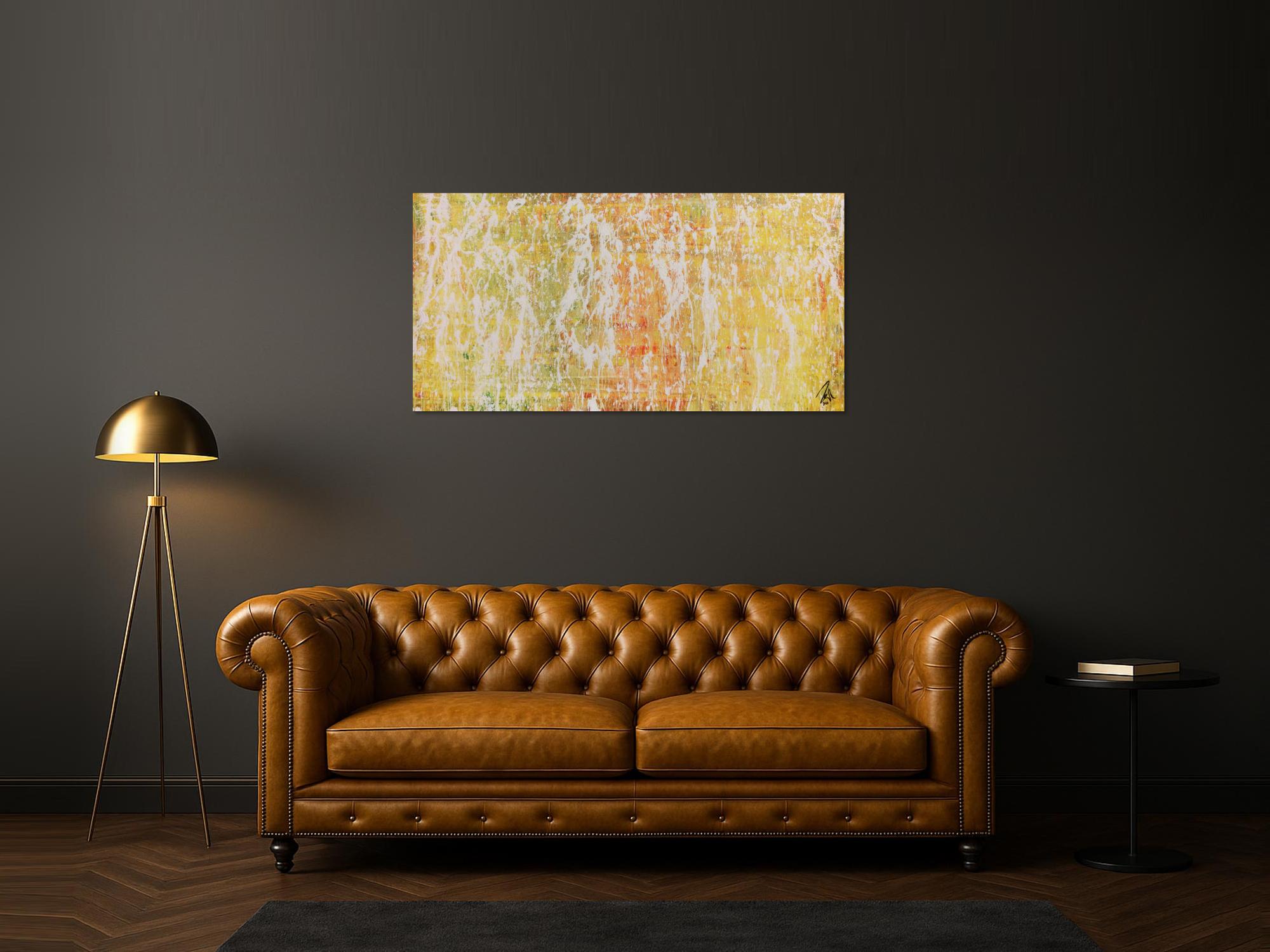 Modernes Gemälde abstrakt mit viel gelb und weiß