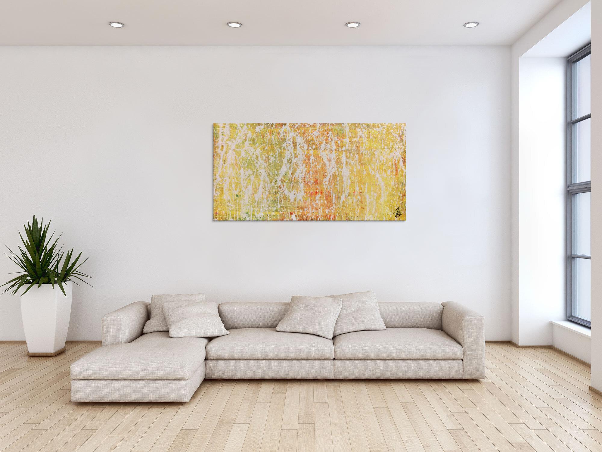 Modernes Gemälde abstrakt mit viel gelb und weiß