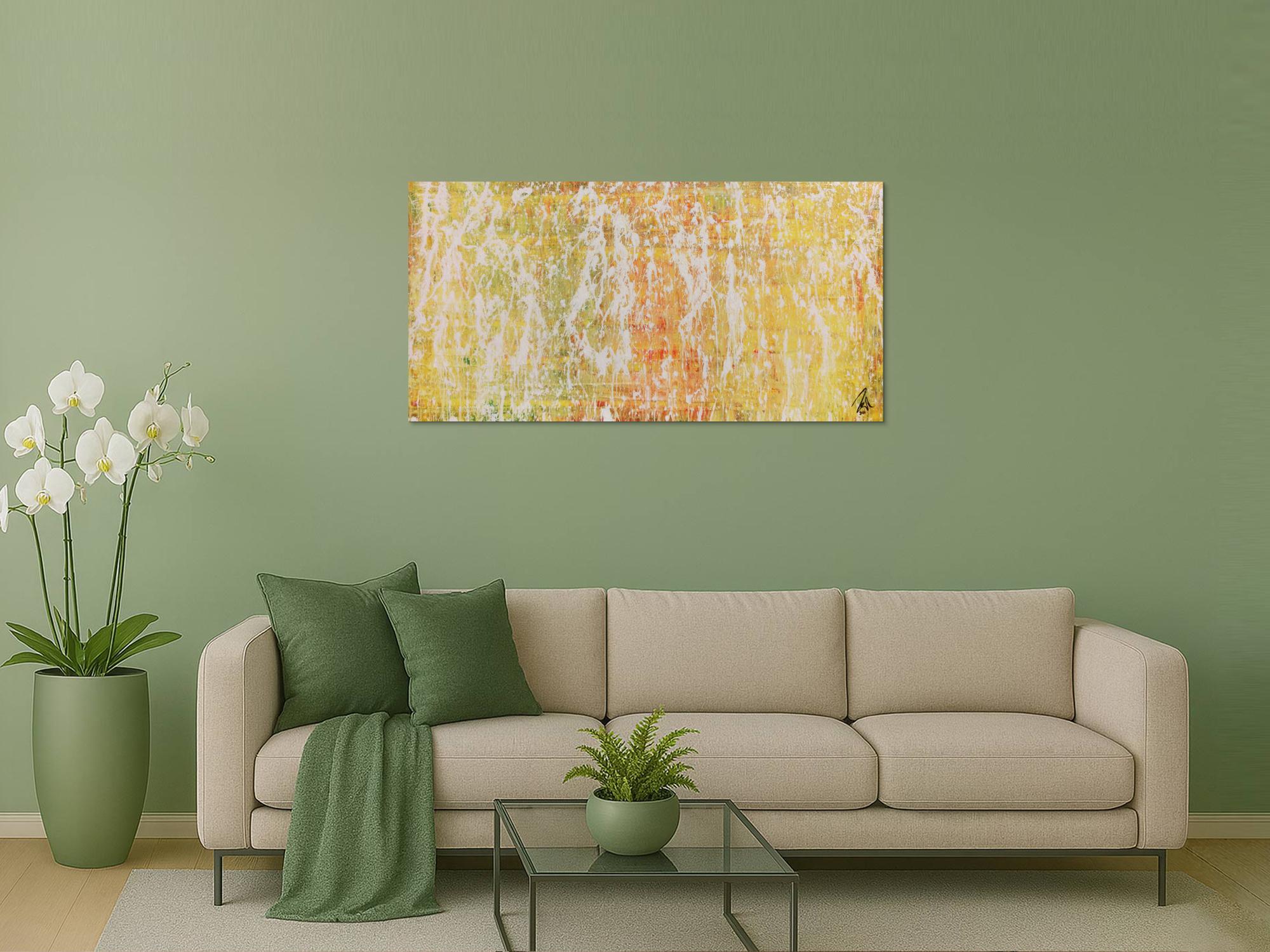 Modernes Gemälde abstrakt mit viel gelb und weiß