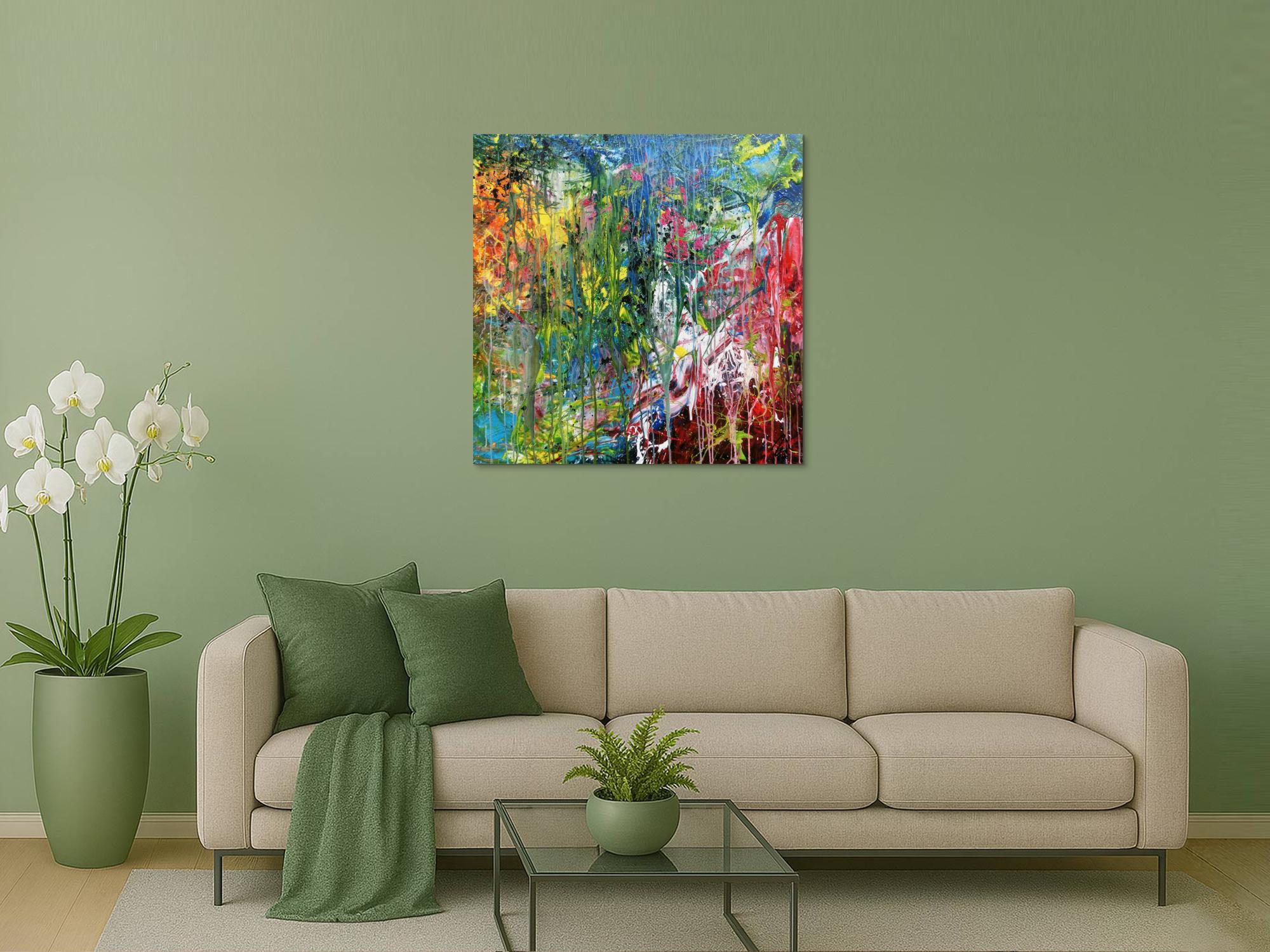 Modernes Acrylbild sehr abstrakt bunt drip painting