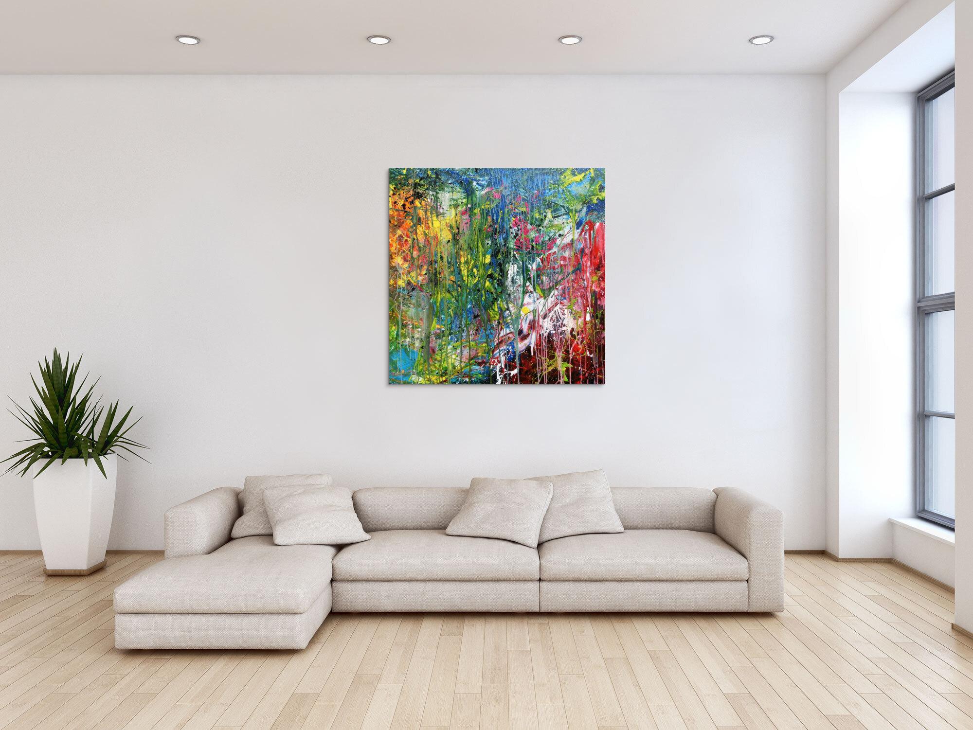 Modernes Acrylbild sehr abstrakt bunt drip painting