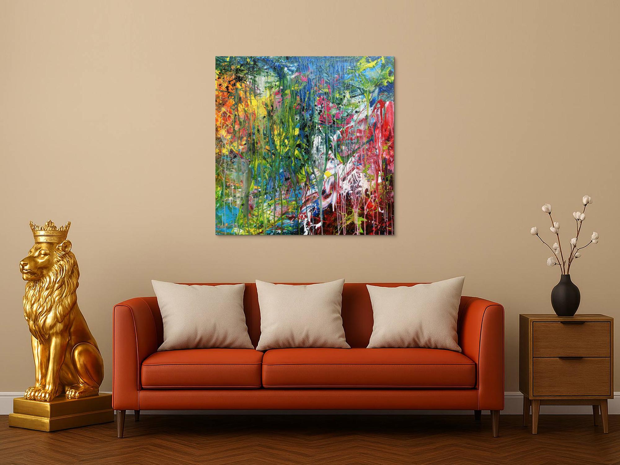 Modernes Acrylbild sehr abstrakt bunt drip painting