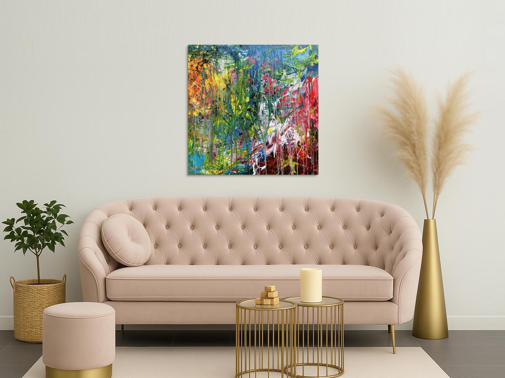 Modernes Acrylbild sehr abstrakt bunt drip painting