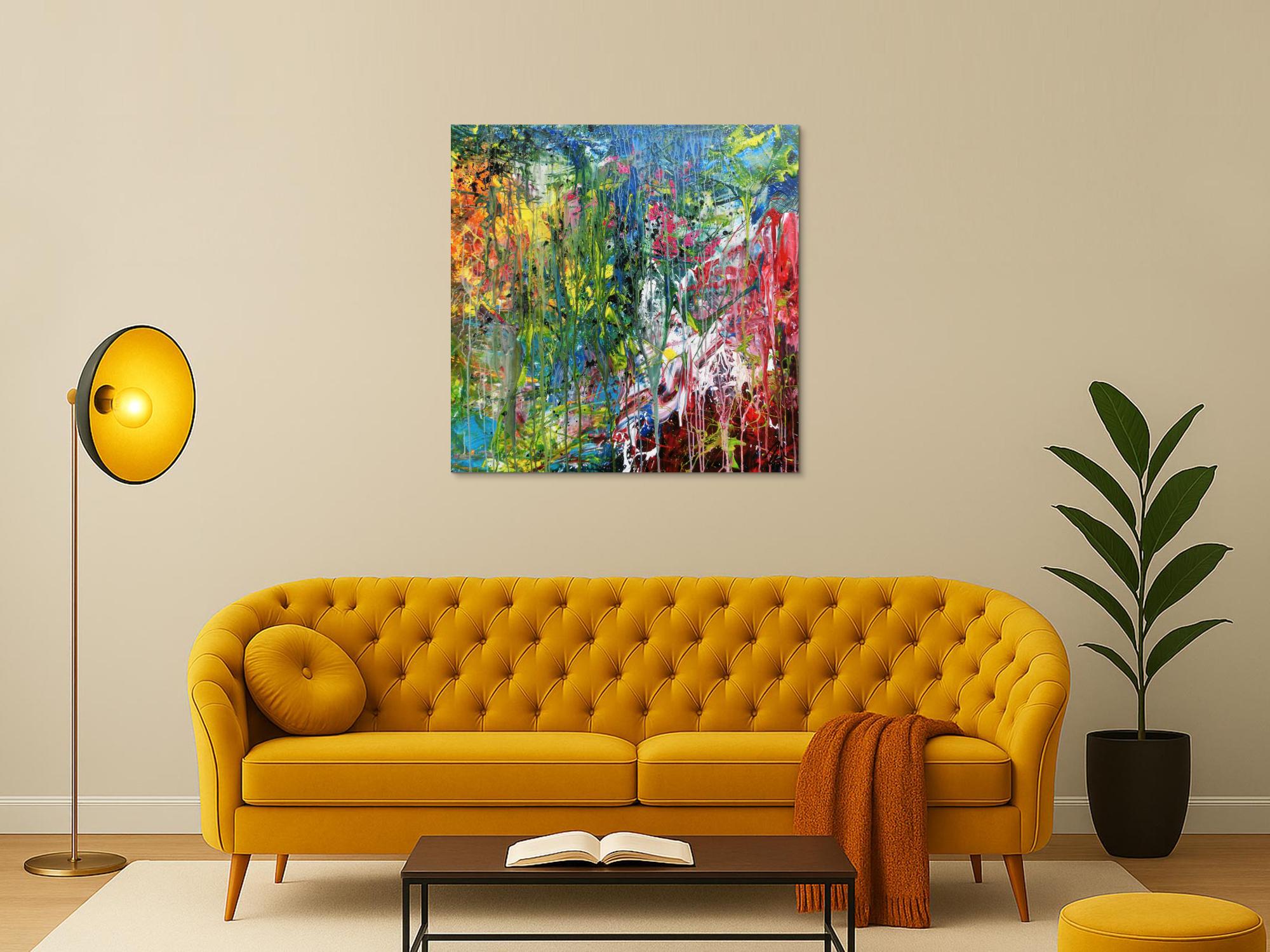 Modernes Acrylbild sehr abstrakt bunt drip painting