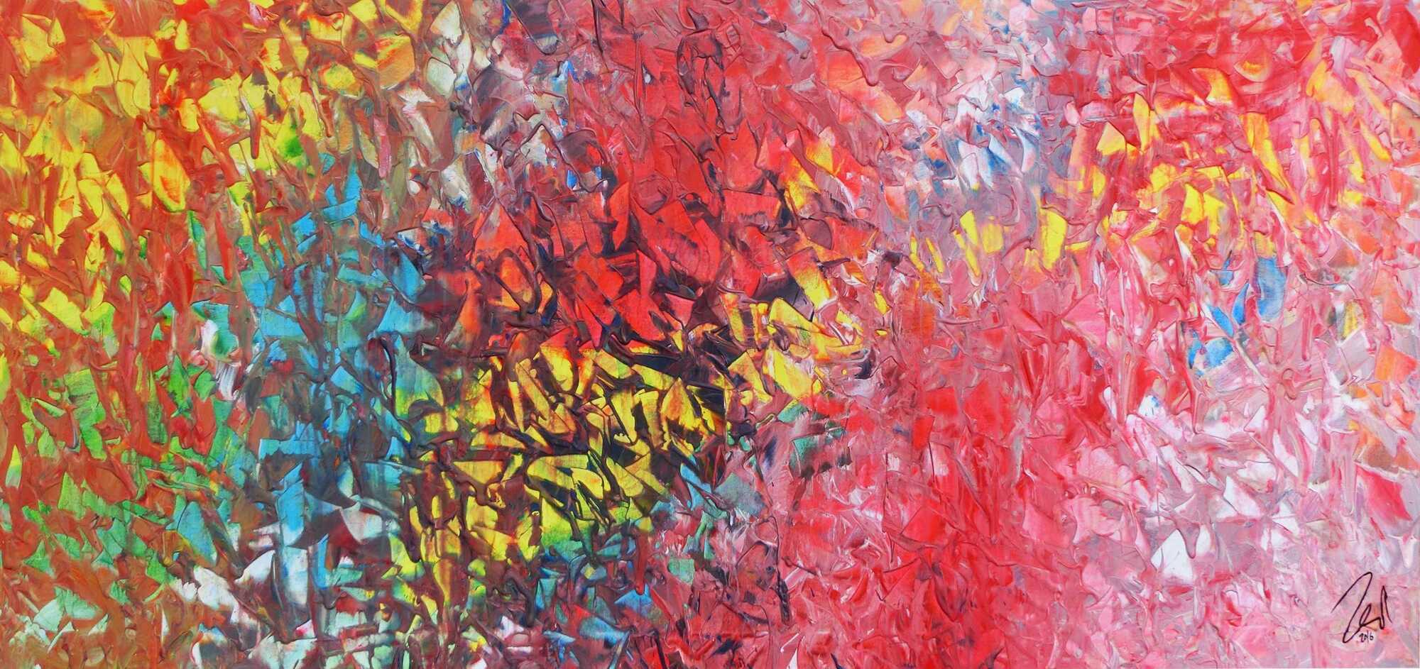 Abstraktes Acrylbild modernes Gemälde bunt mit vielen Farben