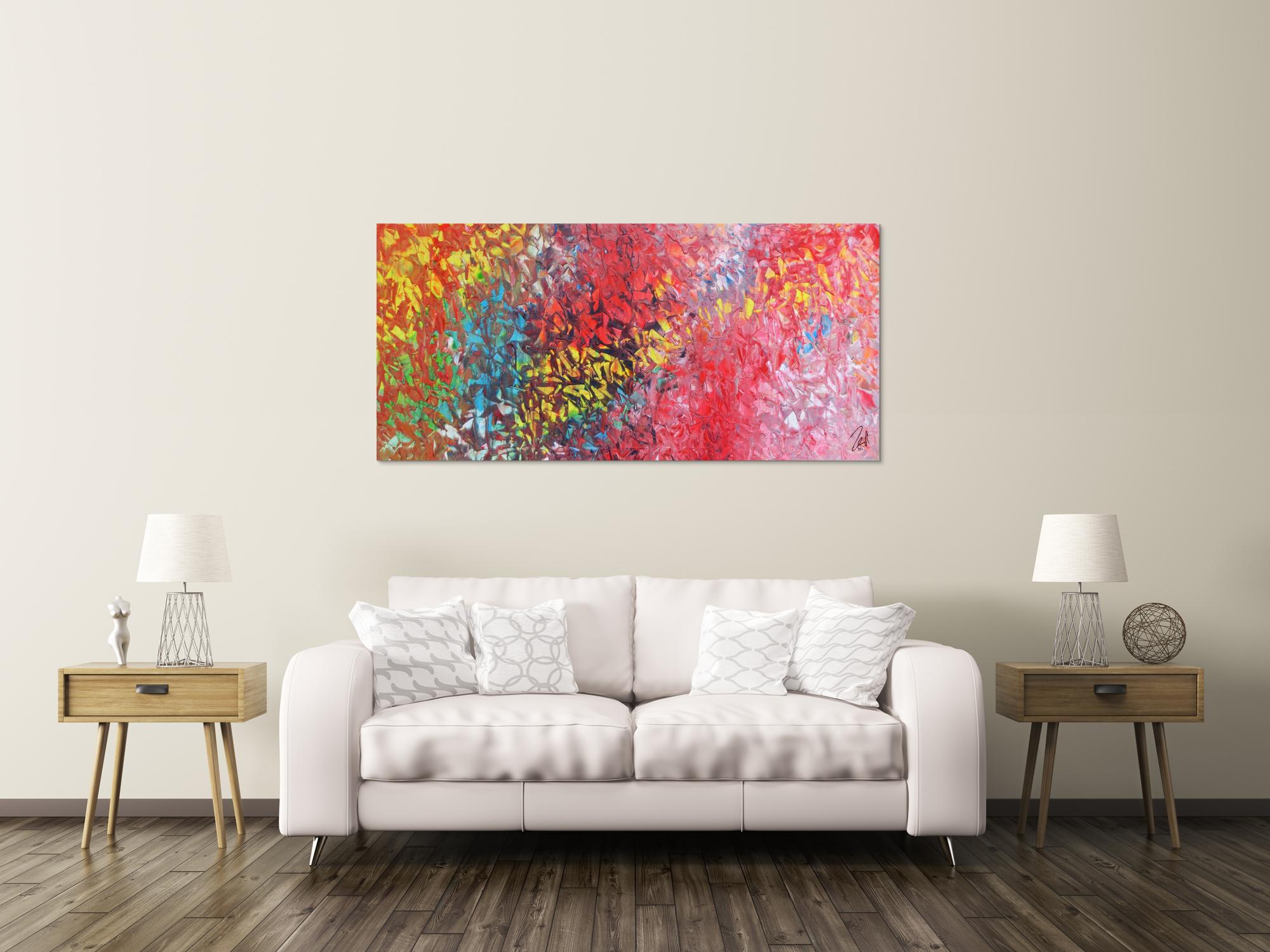 Abstraktes Acrylbild modernes Gemälde bunt mit vielen Farben