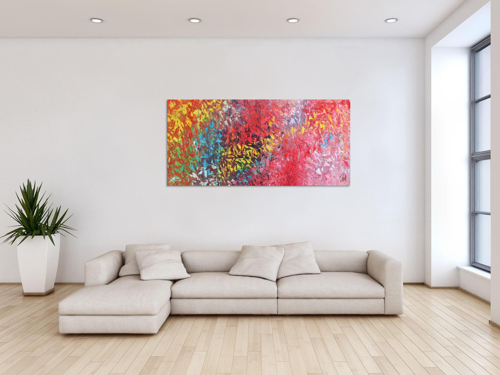 Abstraktes Acrylbild modernes Gemälde bunt mit vielen Farben