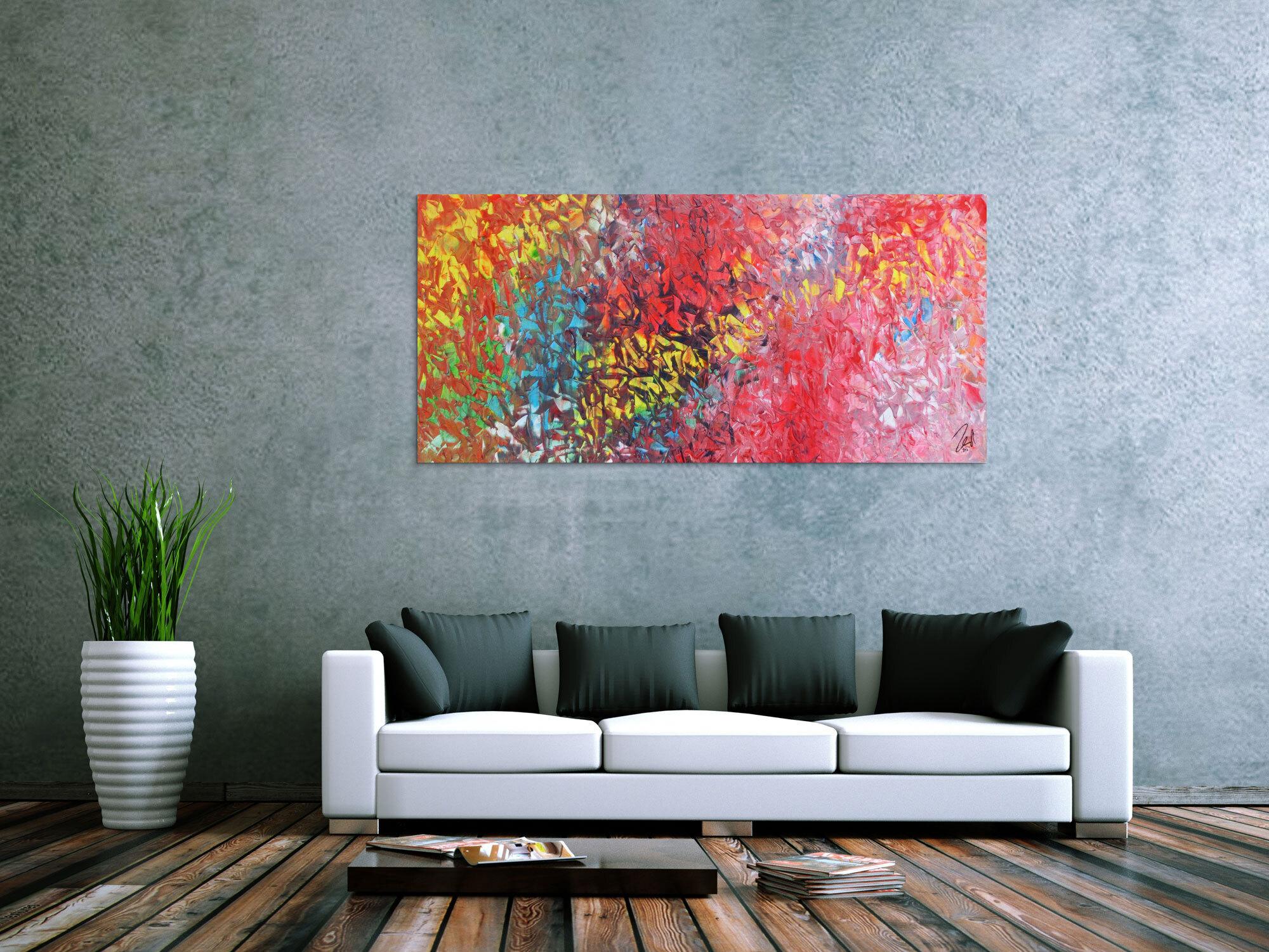 Abstraktes Acrylbild modernes Gemälde bunt mit vielen Farben