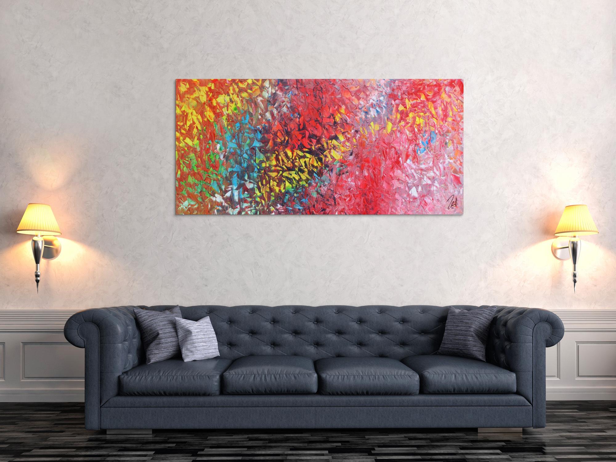 Abstraktes Acrylbild modernes Gemälde bunt mit vielen Farben