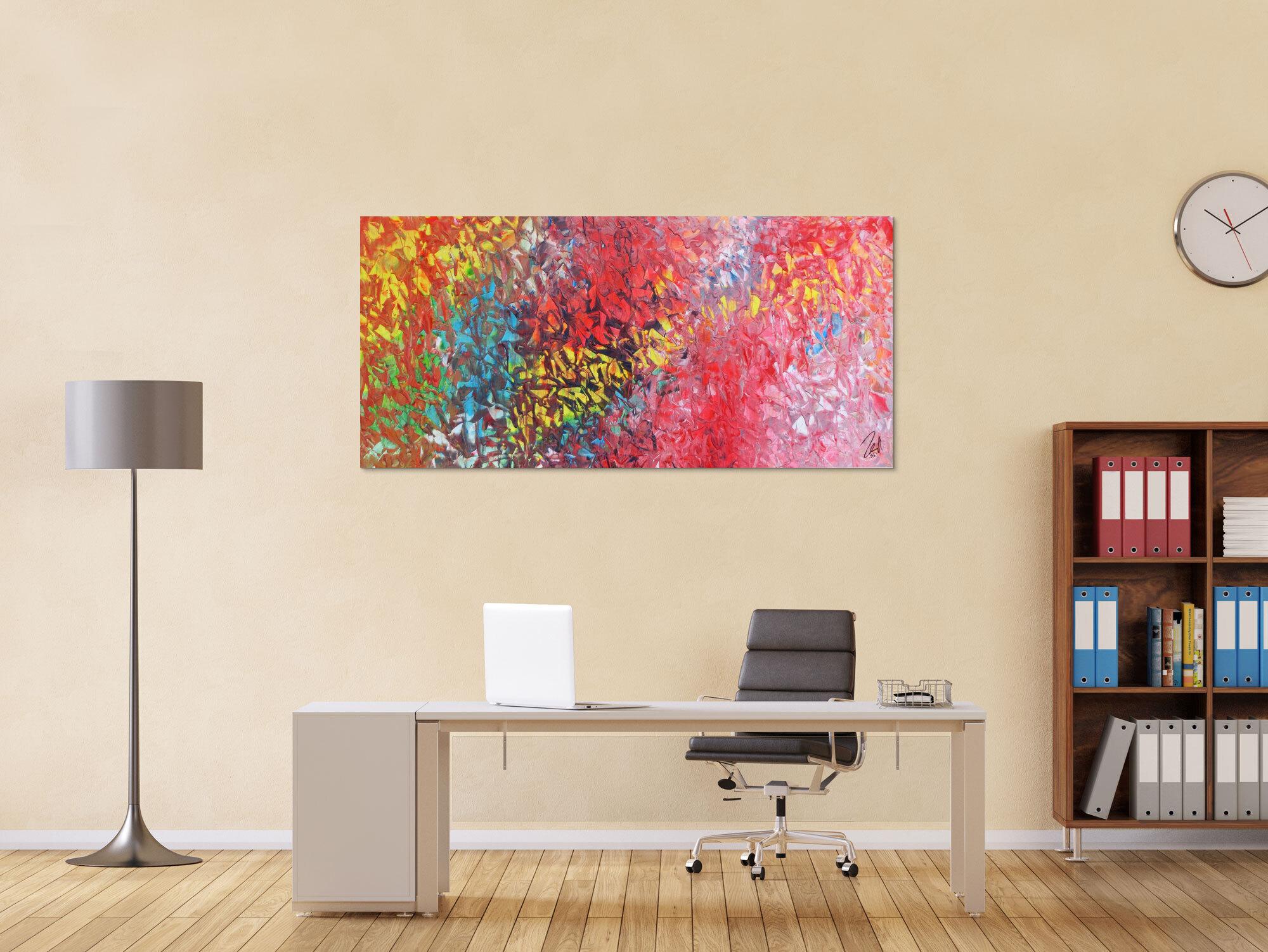 Abstraktes Acrylbild modernes Gemälde bunt mit vielen Farben