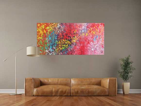 Abstraktes Acrylbild modernes Gemälde bunt mit vielen Farben