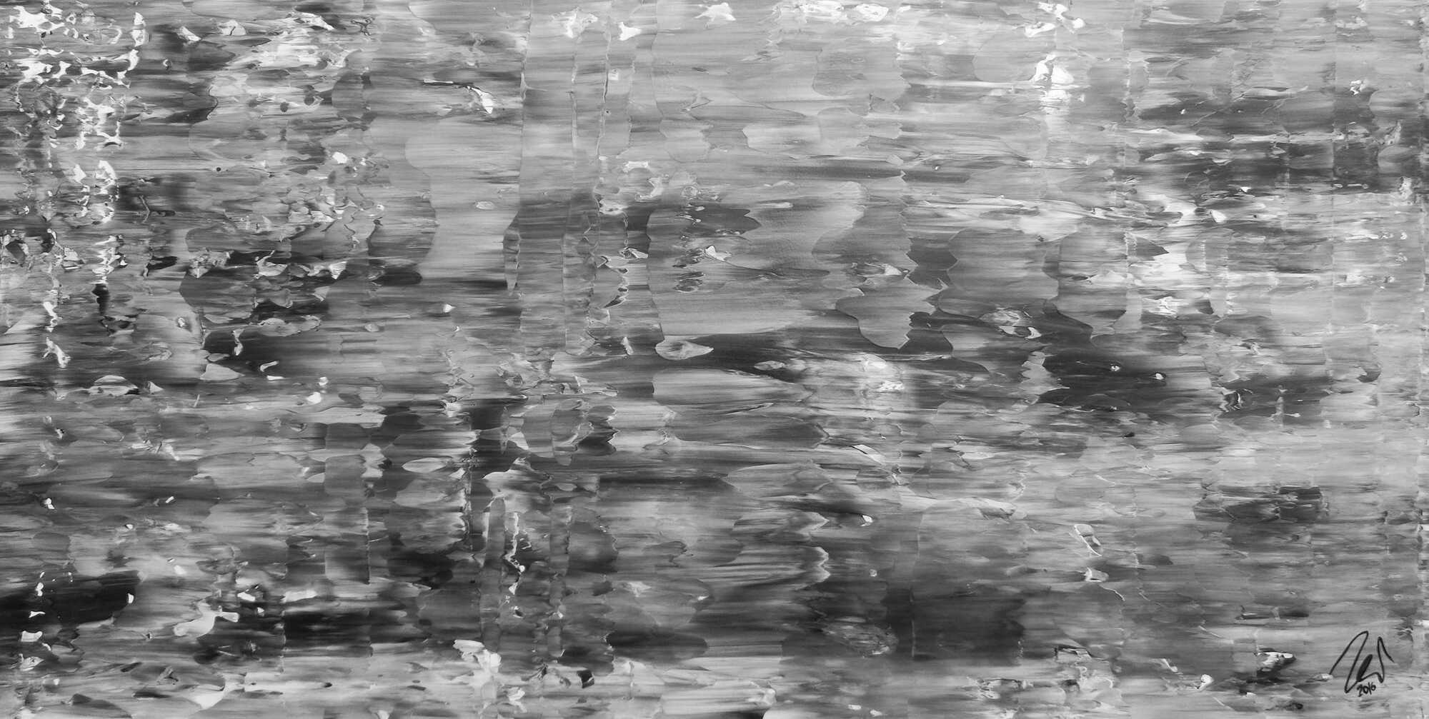 Abstraktes Acrylgemälde schlicht mondern in schwarz weiß grau