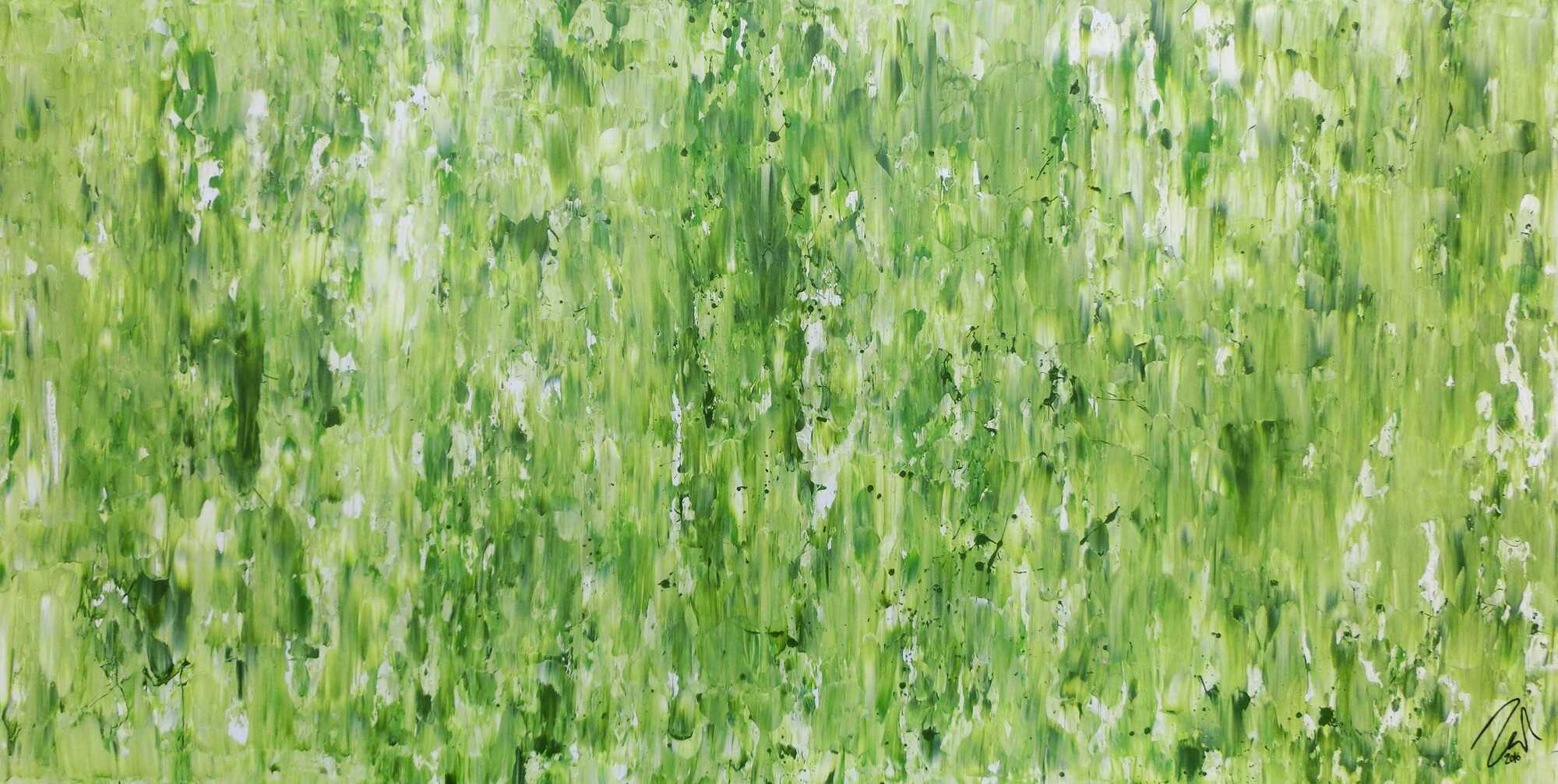 Grünes Acrylgemälde abstraktes Acrylbild modern schlich Spachteltechnik