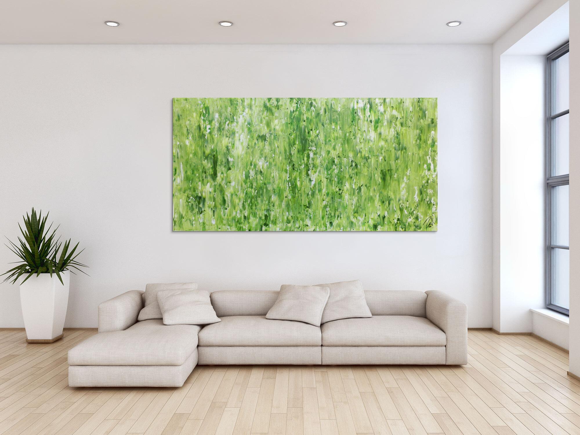 Grünes Acrylgemälde abstraktes Acrylbild modern schlich Spachteltechnik