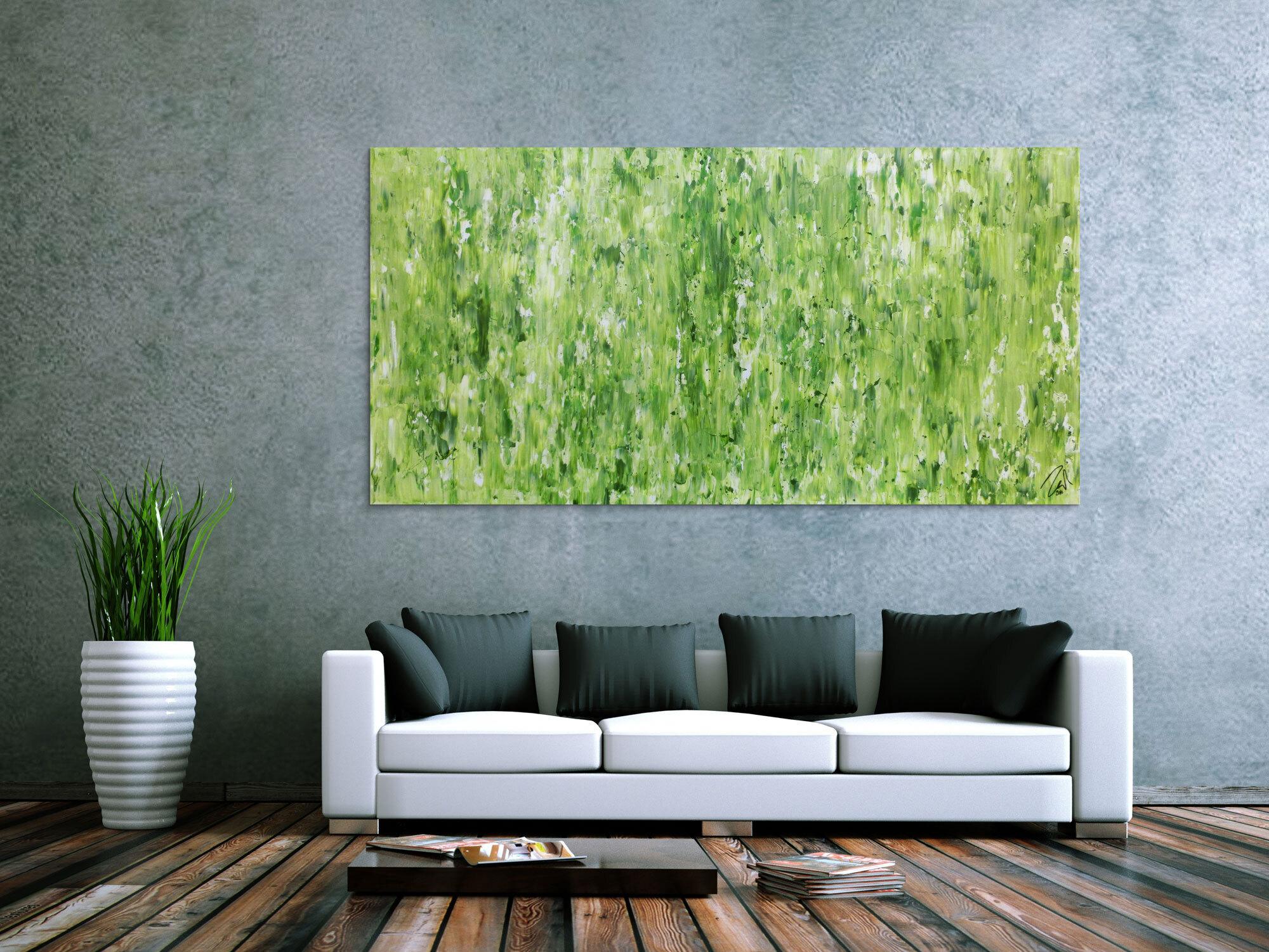 Grünes Acrylgemälde abstraktes Acrylbild modern schlich Spachteltechnik