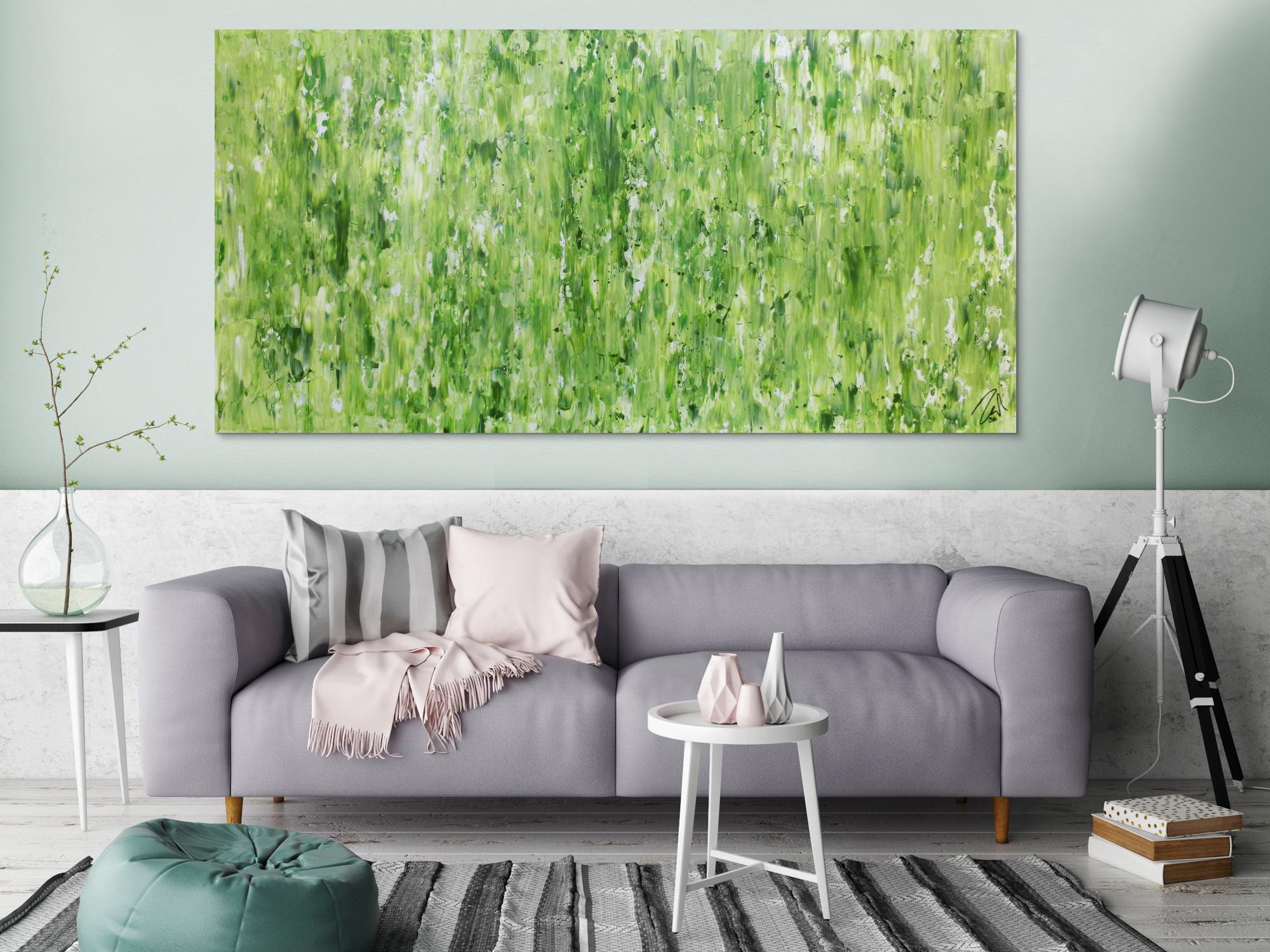Grünes Acrylgemälde abstraktes Acrylbild modern schlich Spachteltechnik