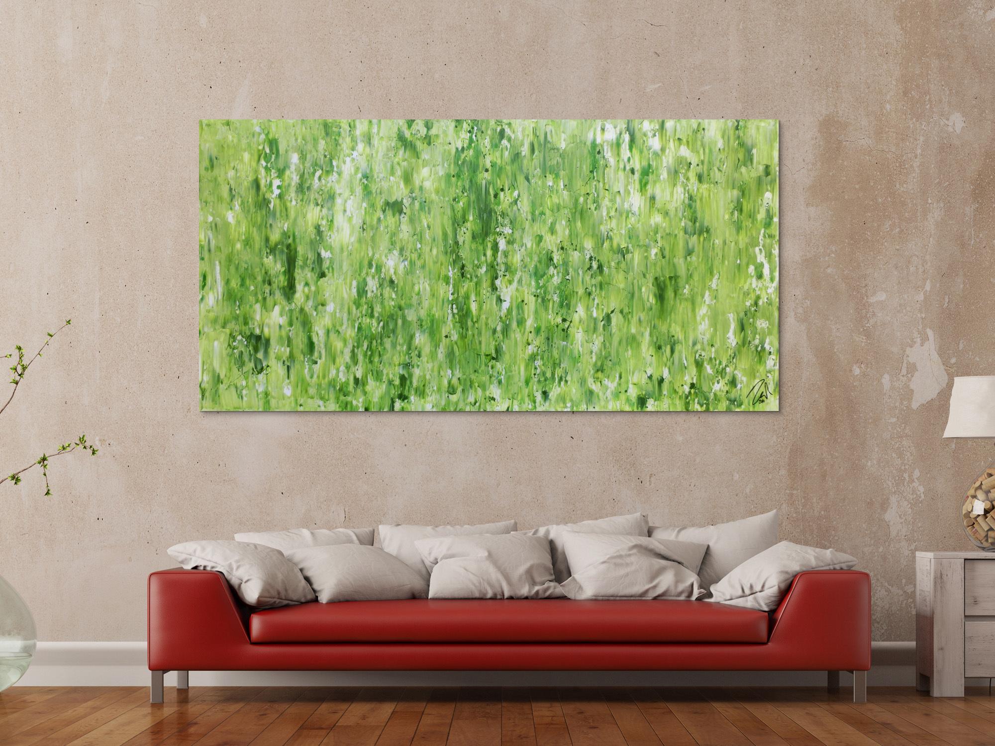 Grünes Acrylgemälde abstraktes Acrylbild modern schlich Spachteltechnik