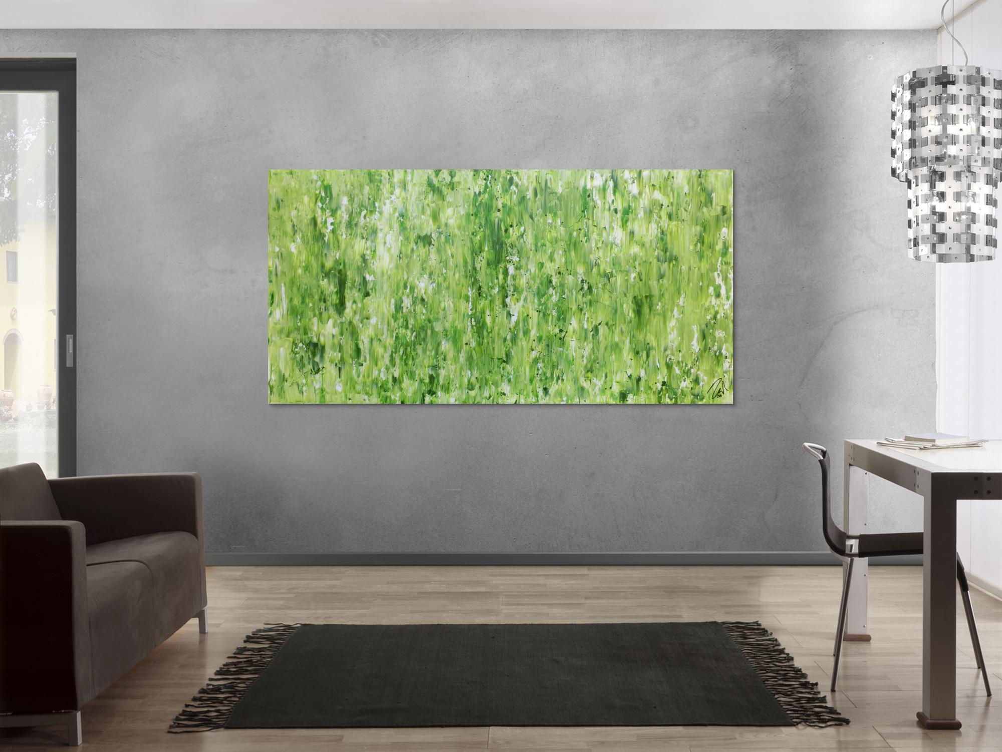 Grünes Acrylgemälde abstraktes Acrylbild modern schlich Spachteltechnik
