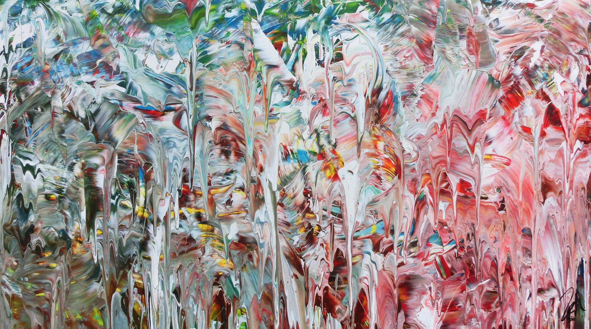 Abstraktes Gemälde mit hellen Farben modernes Acrylbild zeitgenössisch